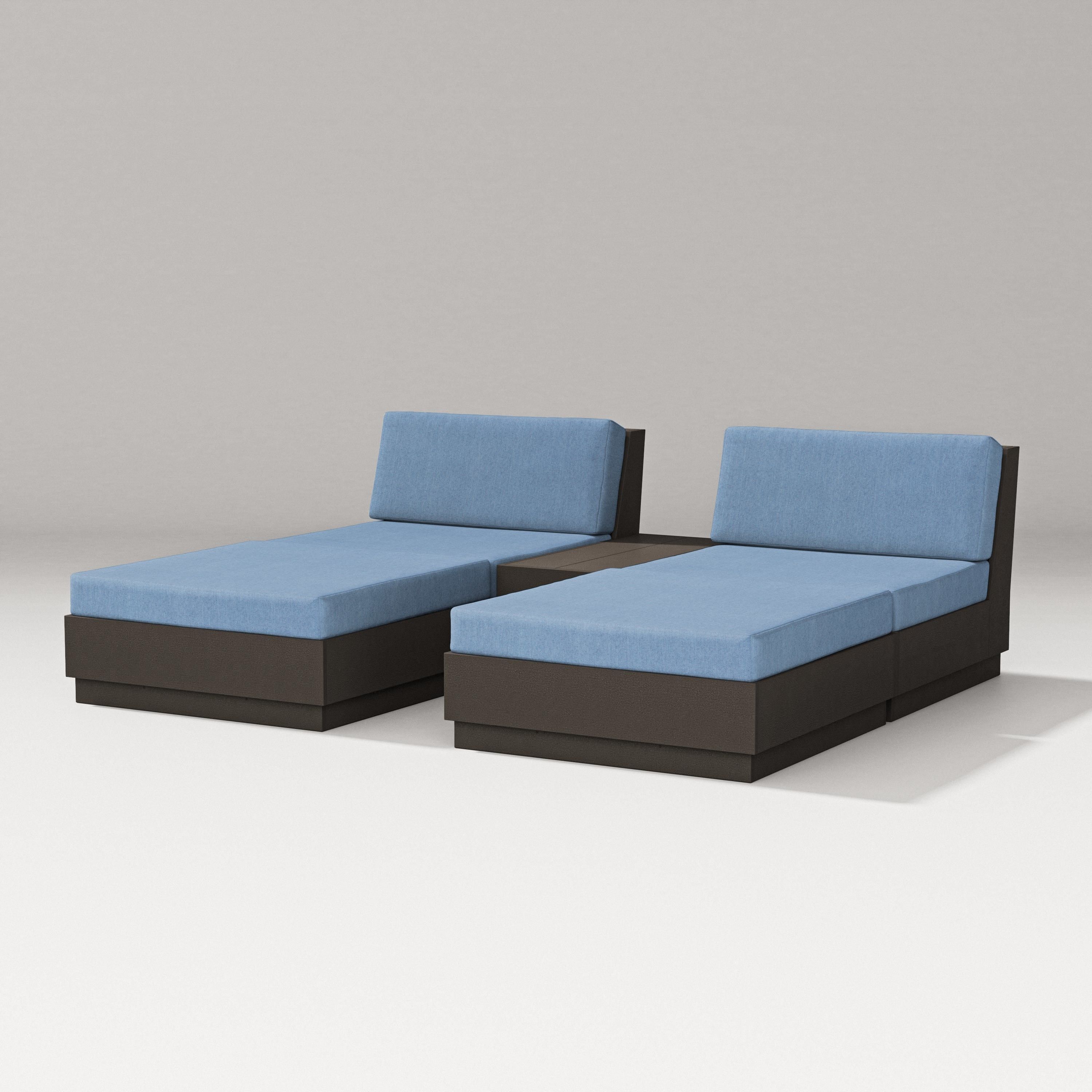 PW Designer Series Elevate Double Chaise Set in Vintage Coffee / Sky Blue