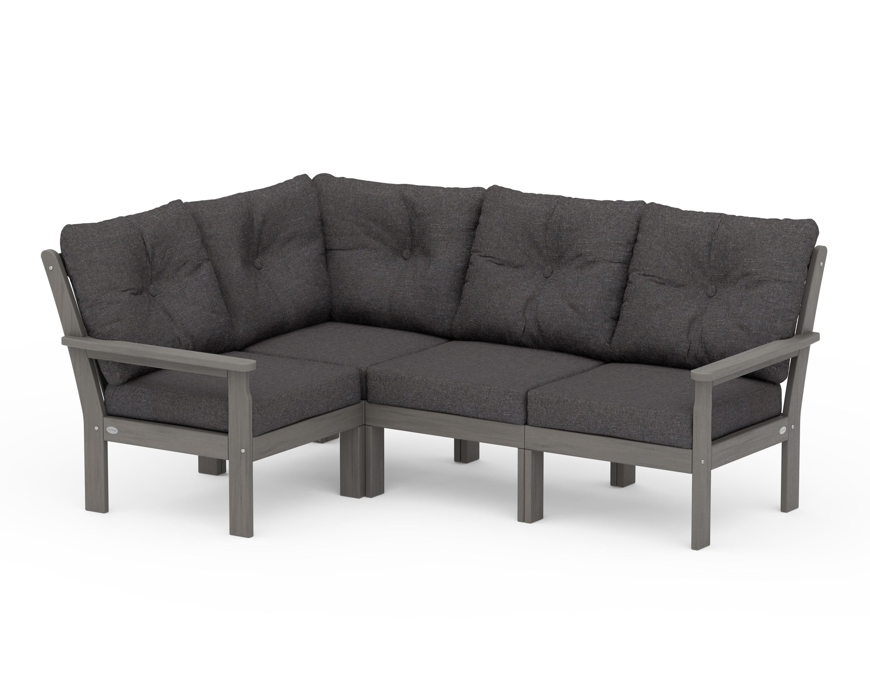 POLYWOOD Vineyard 4-Piece Sectional in Driftwood / Ash Charcoal