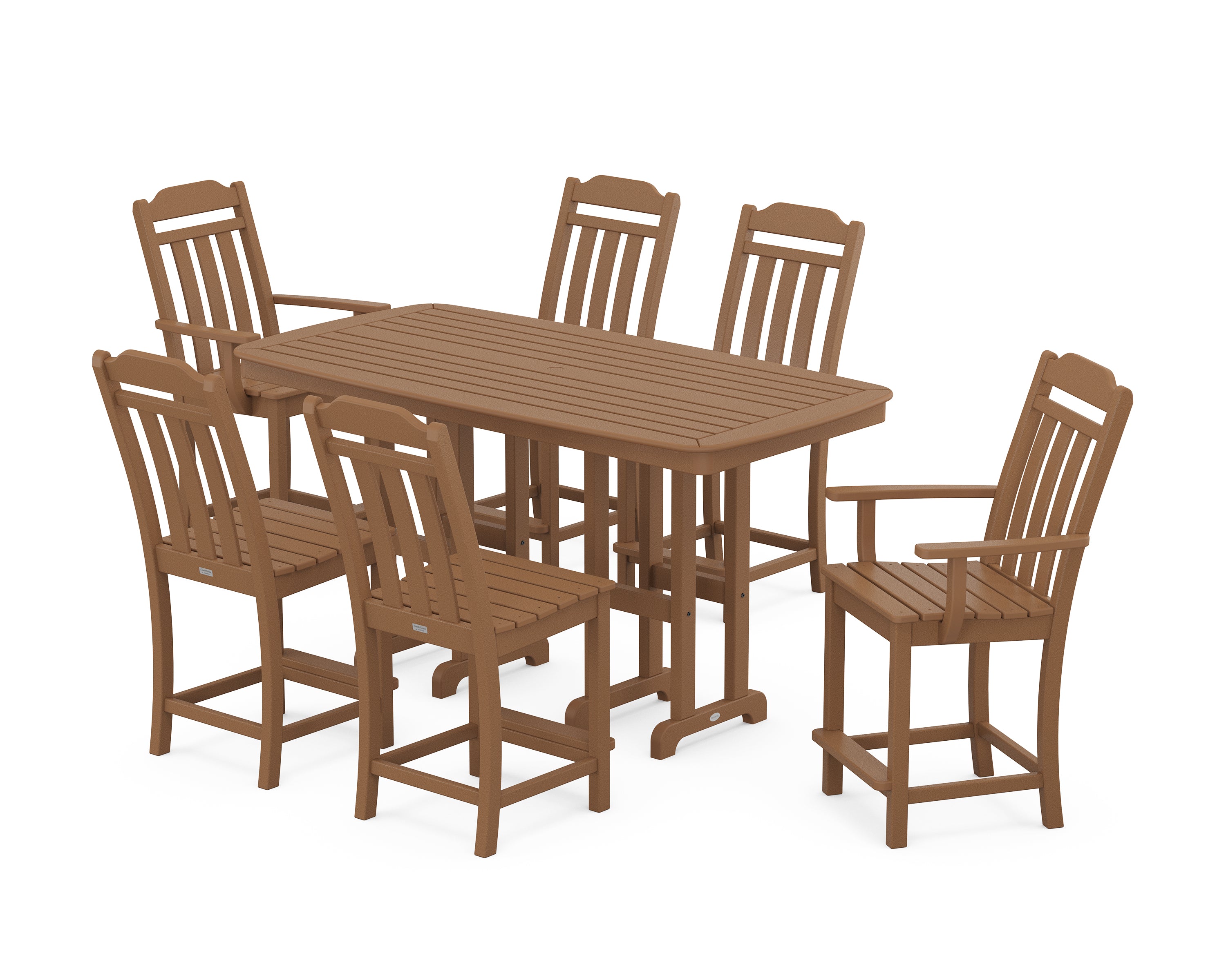 POLYWOOD Country Living 7-Piece Counter Set in Teak