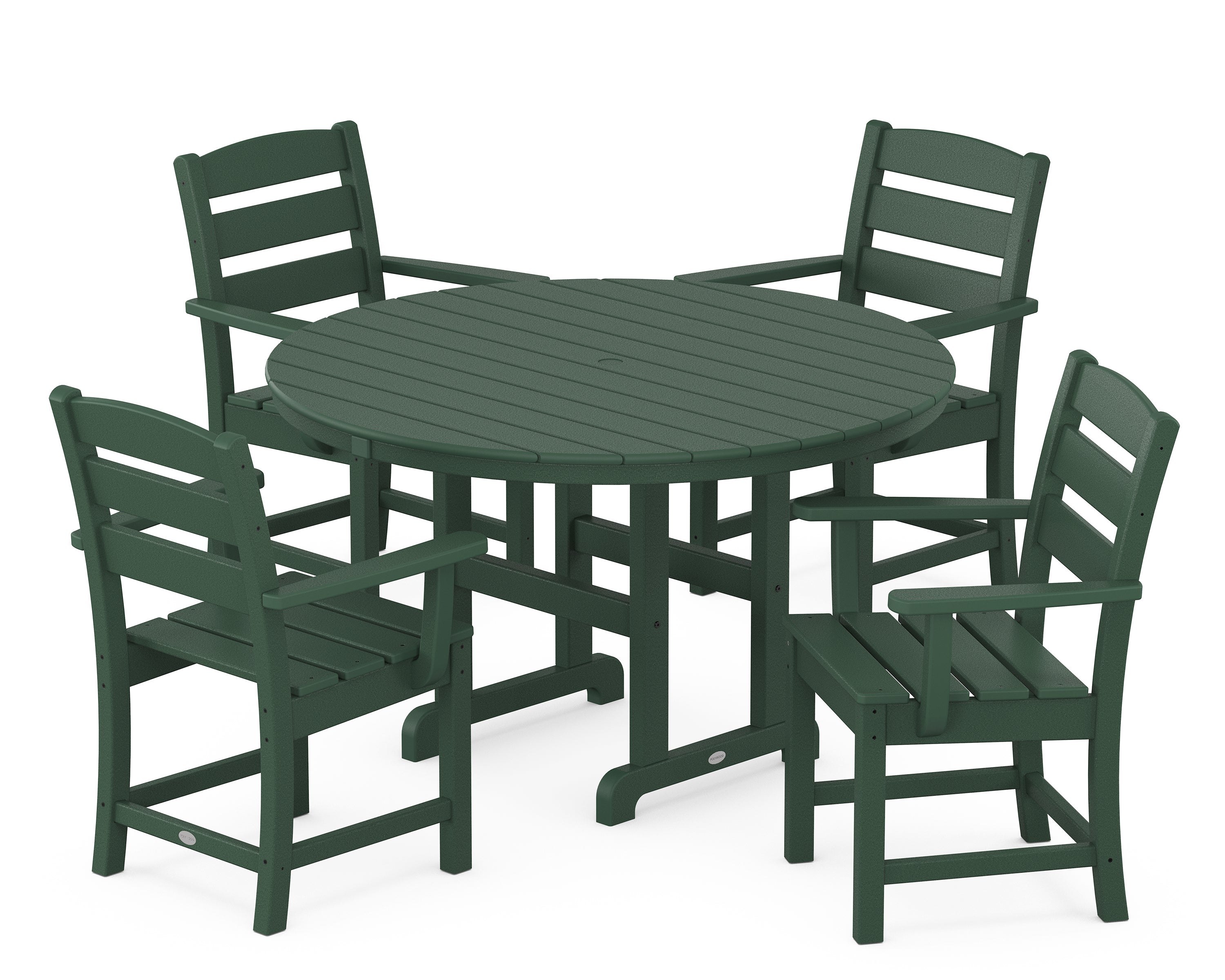 POLYWOOD® Lakeside 5-Piece Round Farmhouse Dining Set in Green