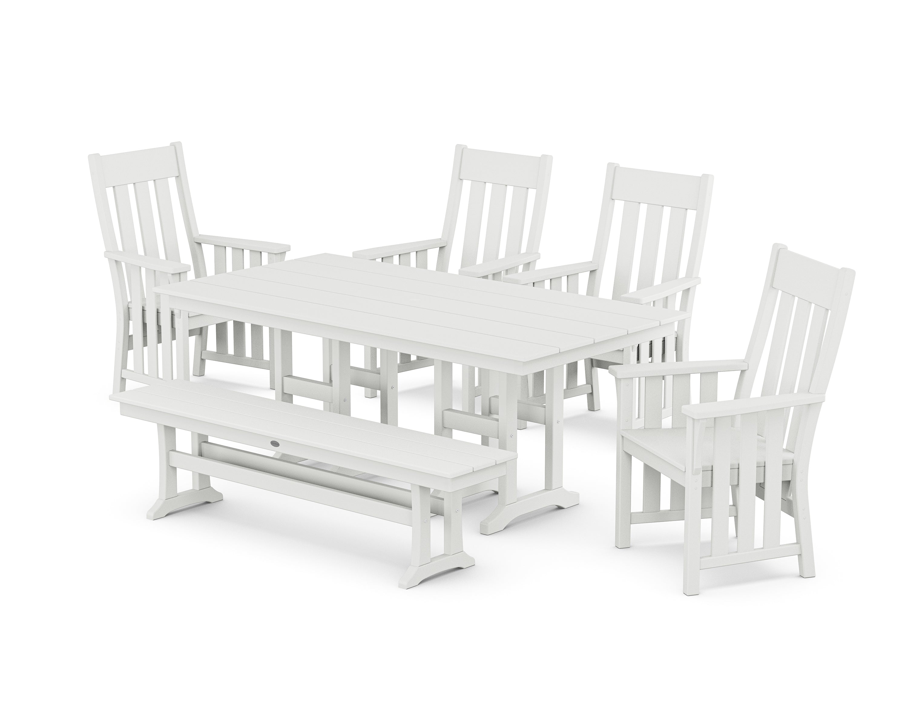 Martha Stewart by POLYWOOD Acadia 6-Piece Farmhouse Dining Set with Bench in White
