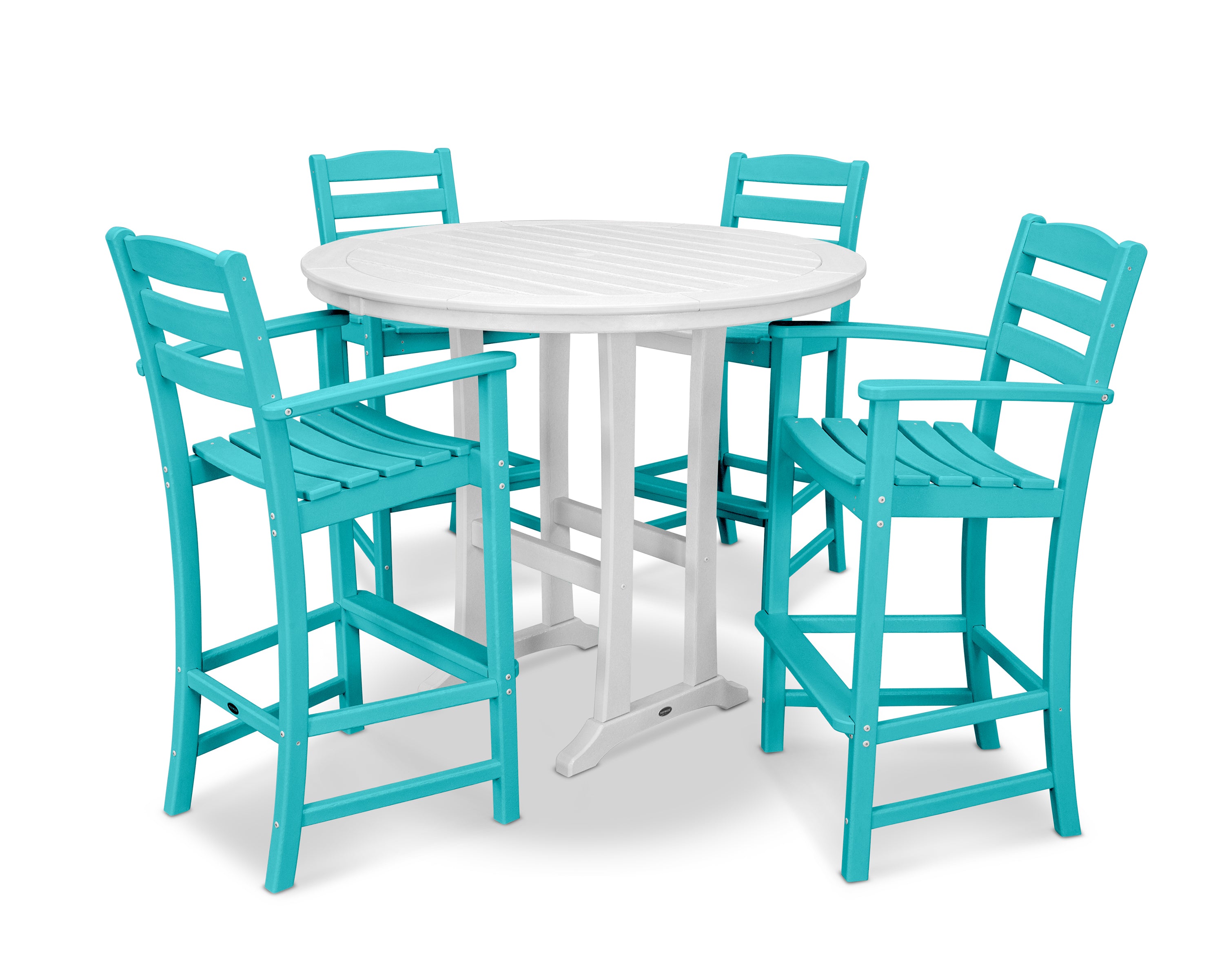 POLYWOOD® La Casa Café 5-Piece Bar Dining Set in Aruba / White
