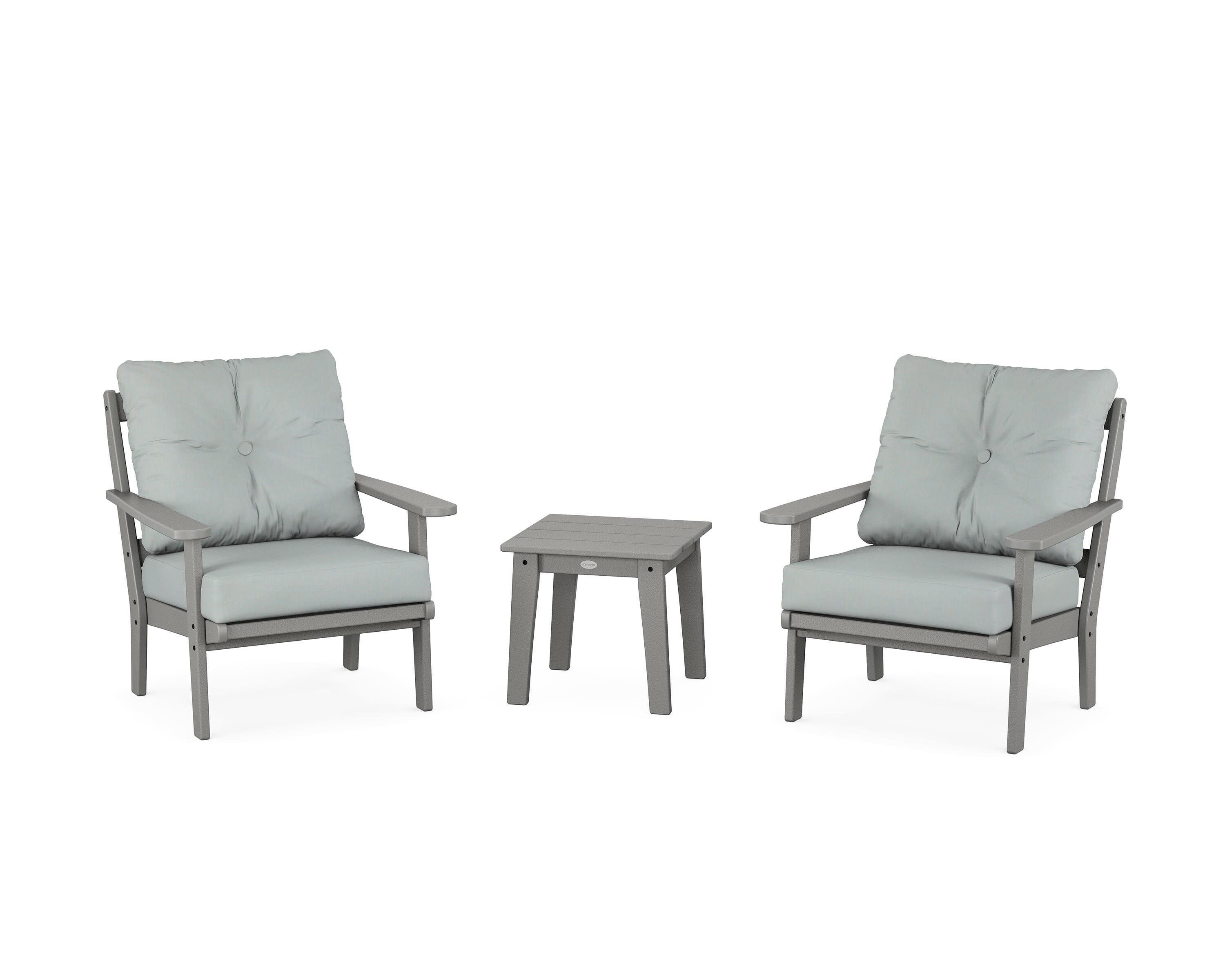 POLYWOOD Mission 3-Piece Deep Seating Set in Slate Grey / Spa