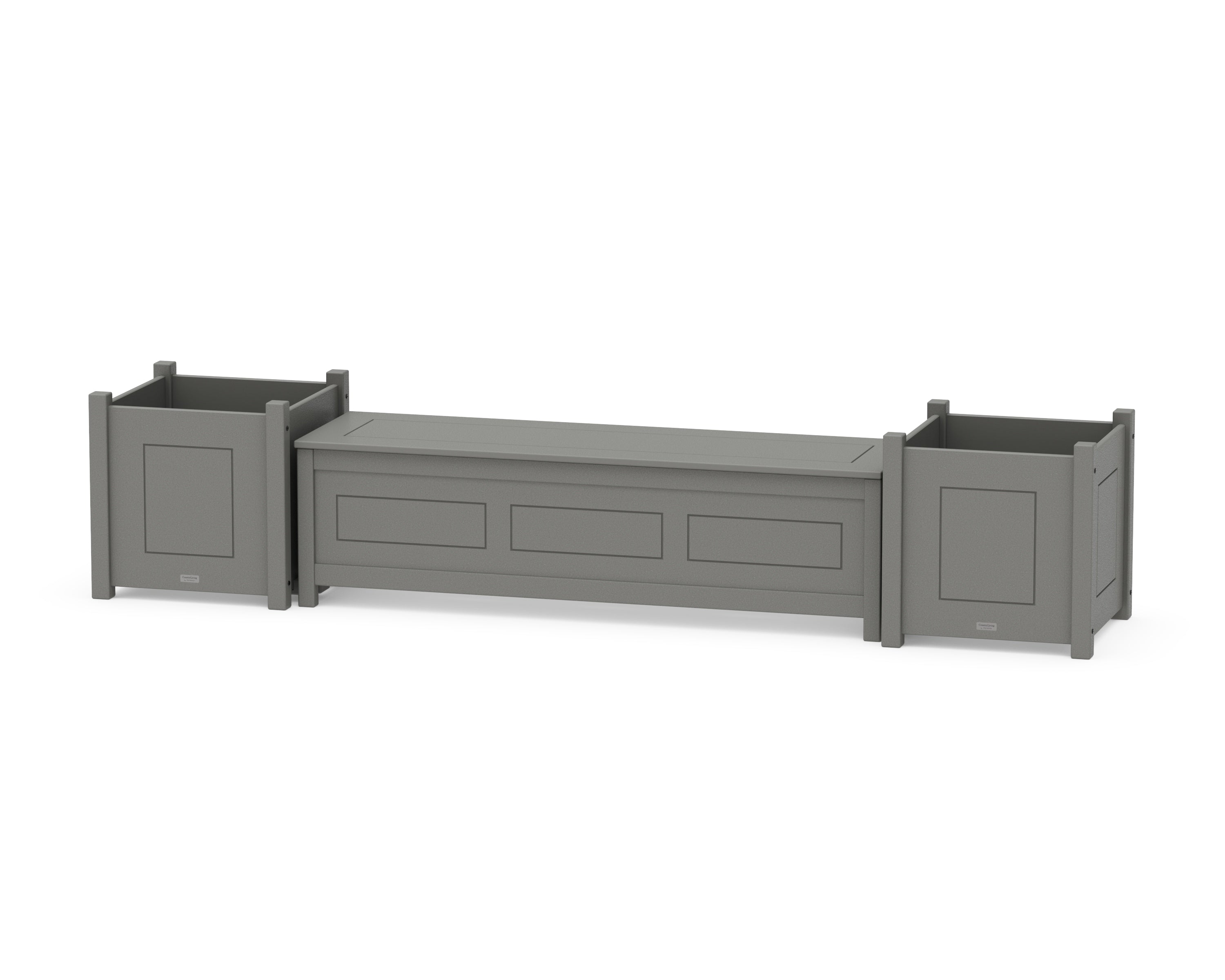 Country Living 60" Country Living Straight Planter Storage Bench Set- Large in Slate Grey