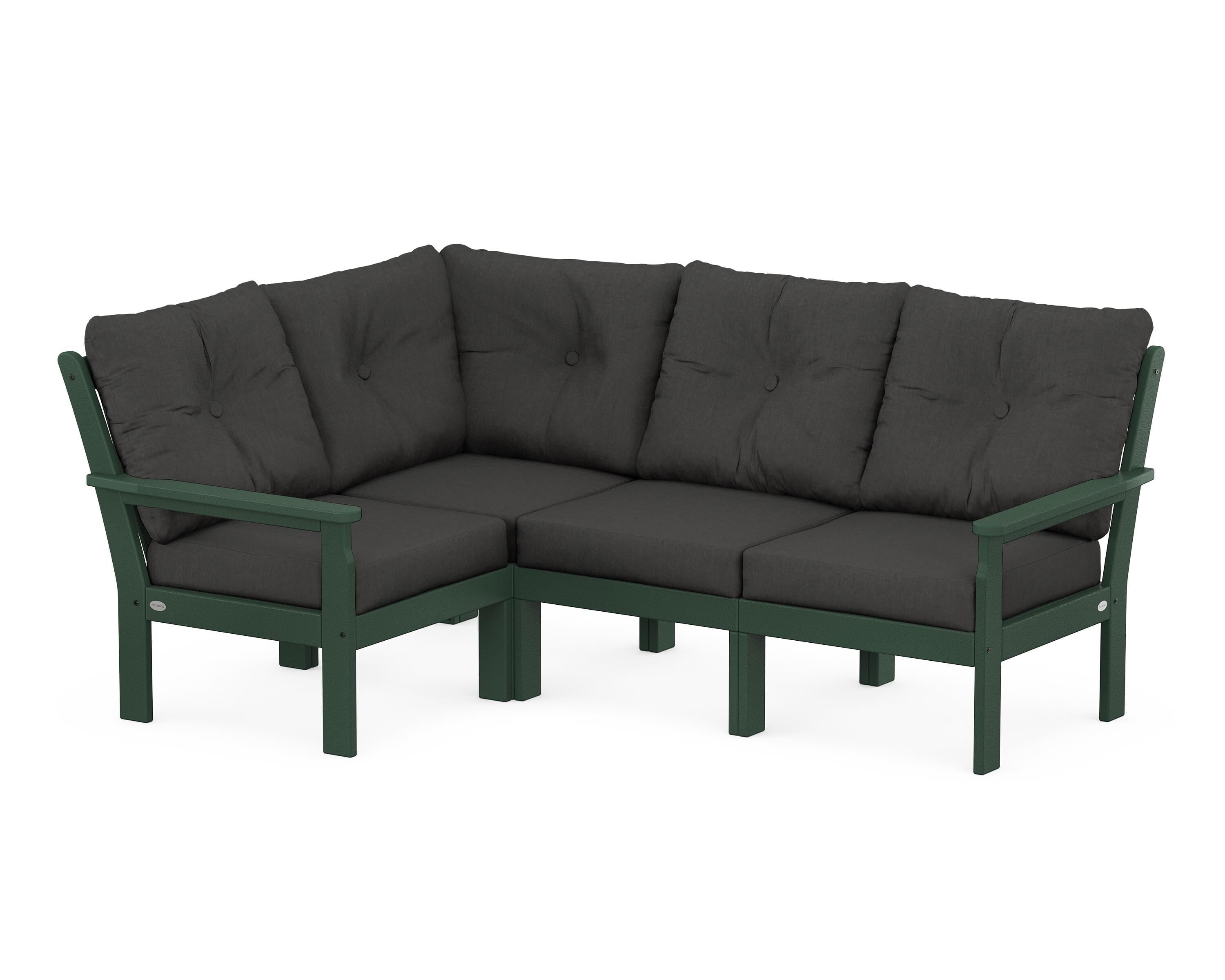 POLYWOOD Vineyard 4-Piece Sectional in Green / Spectrum Carbon