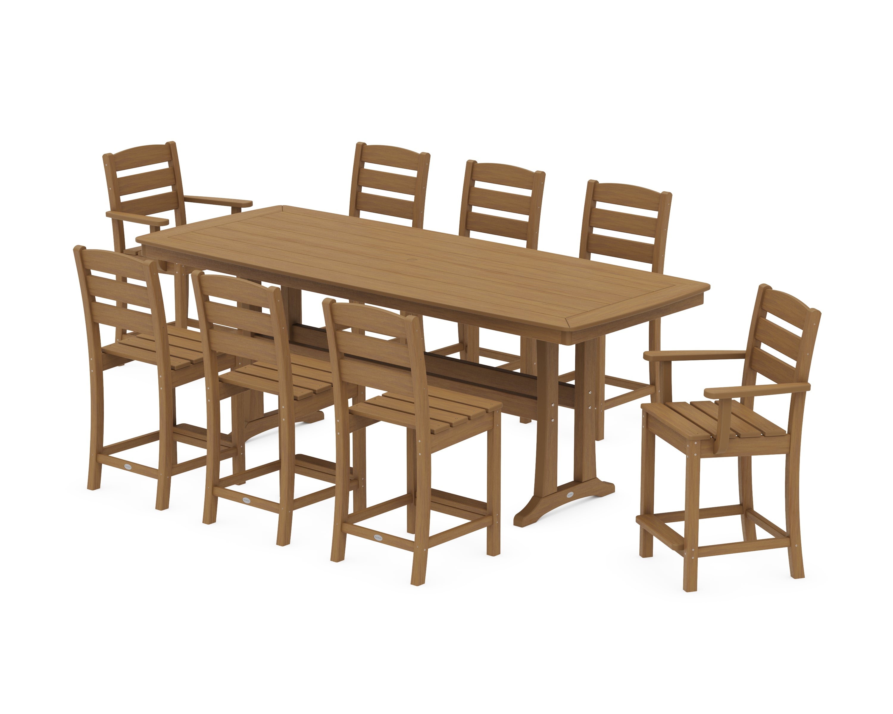 POLYWOOD Lakeside 9-Piece Counter Set with Trestle Legs in Natural