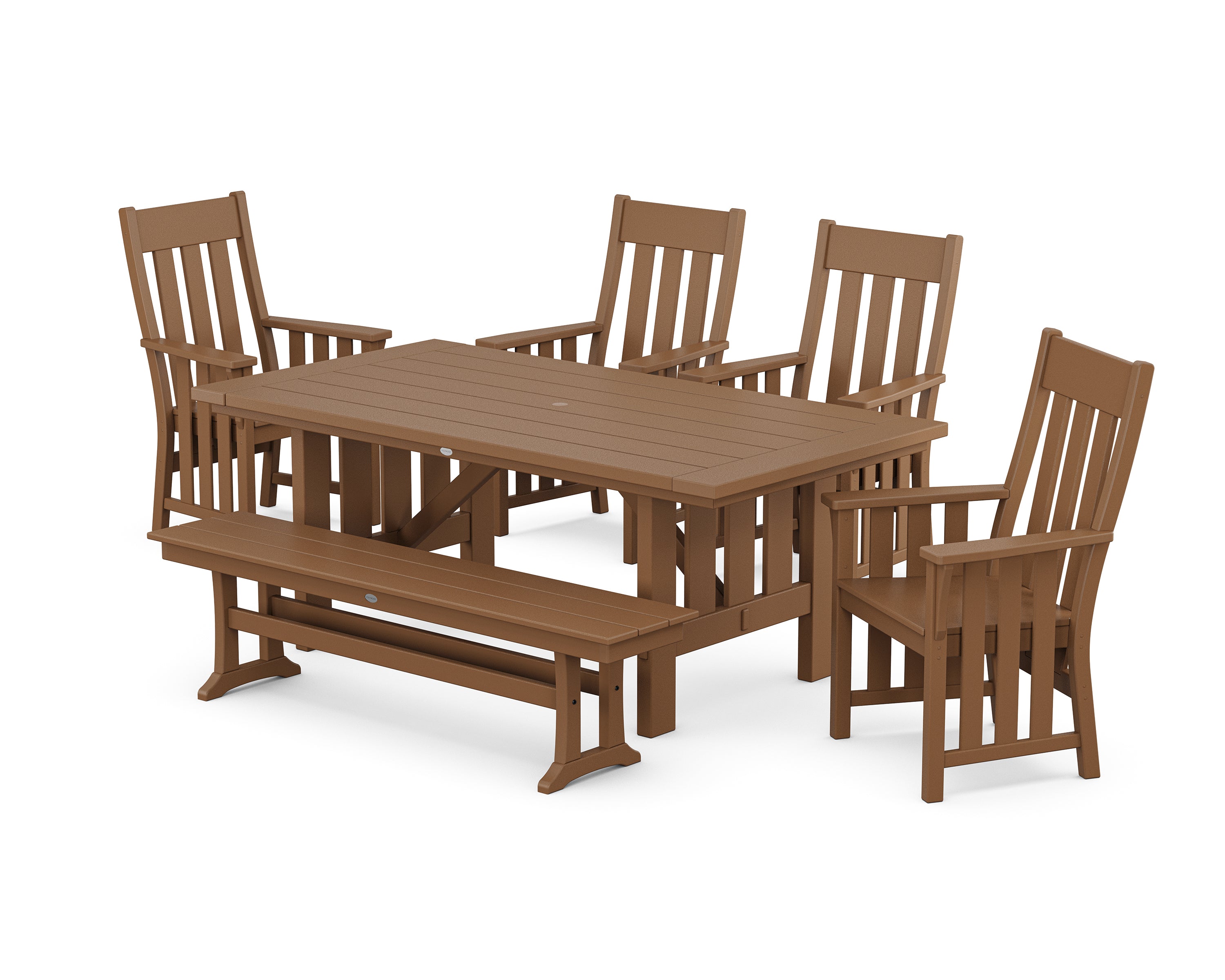 Martha Stewart by POLYWOOD Acadia 6-Piece Dining Set with Bench in Teak