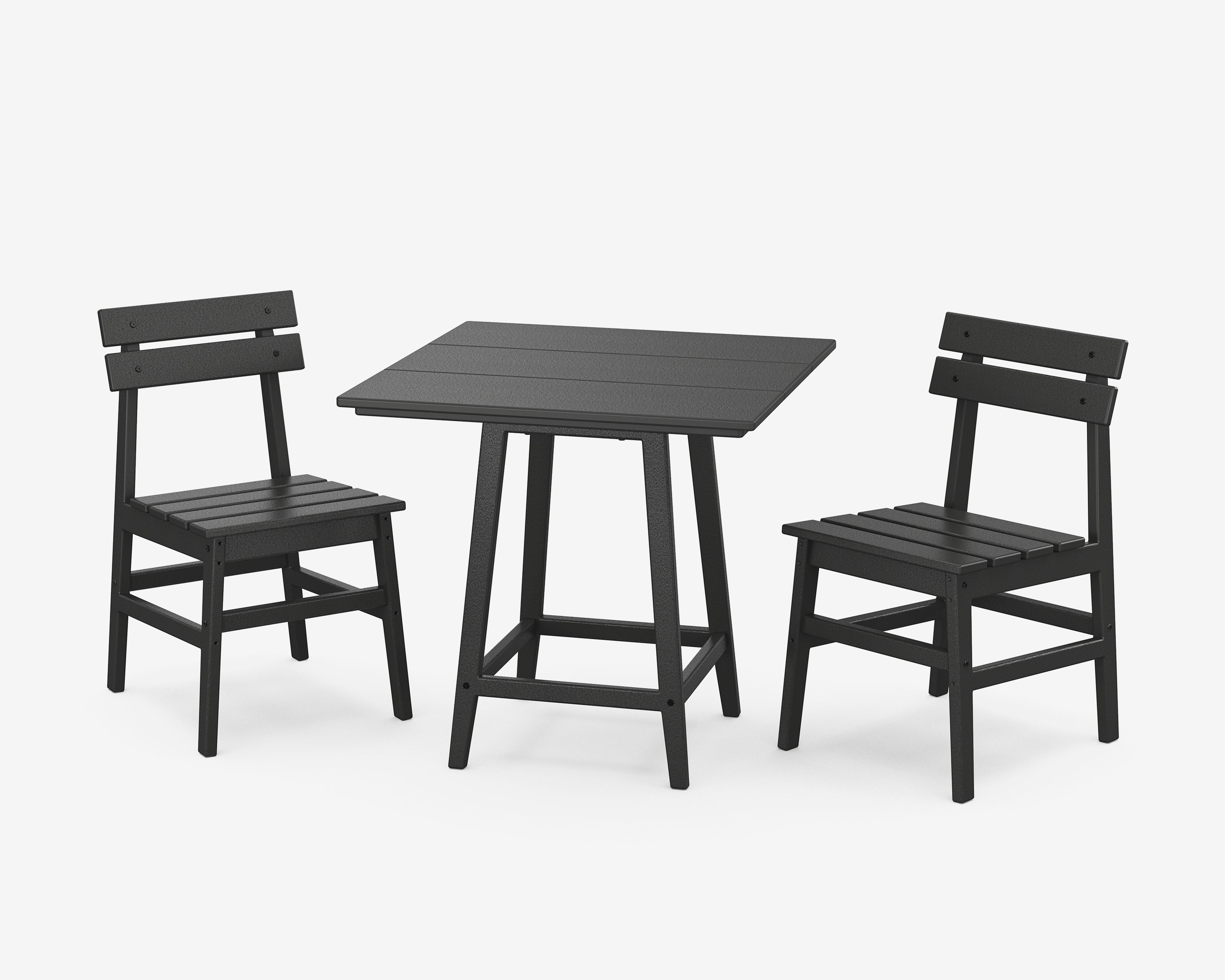 POLYWOOD Modern Studio Plaza Chair 3-Piece Bistro Dining Set in Black