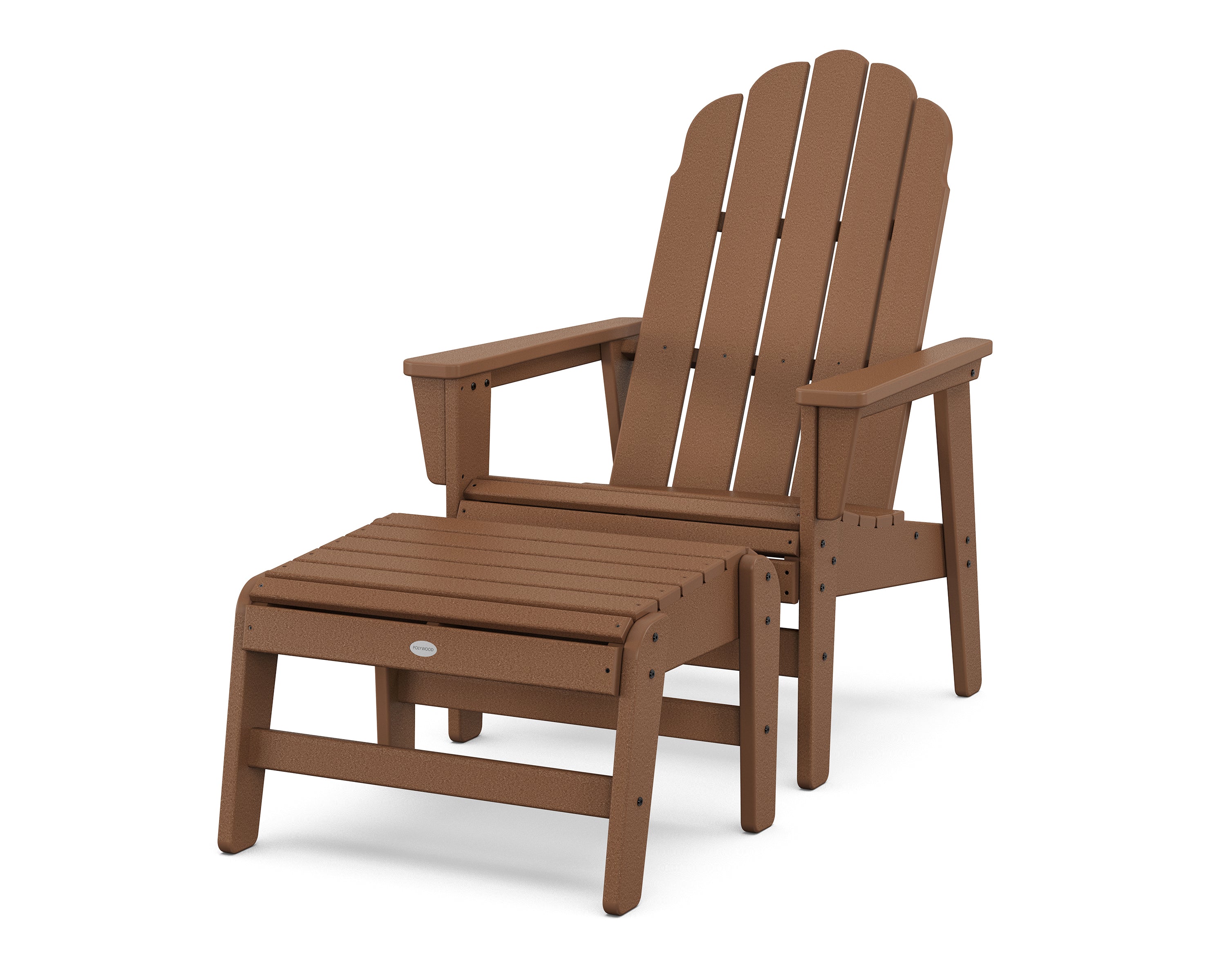 POLYWOOD Vineyard Grand Upright Adirondack Chair with Ottoman in Teak