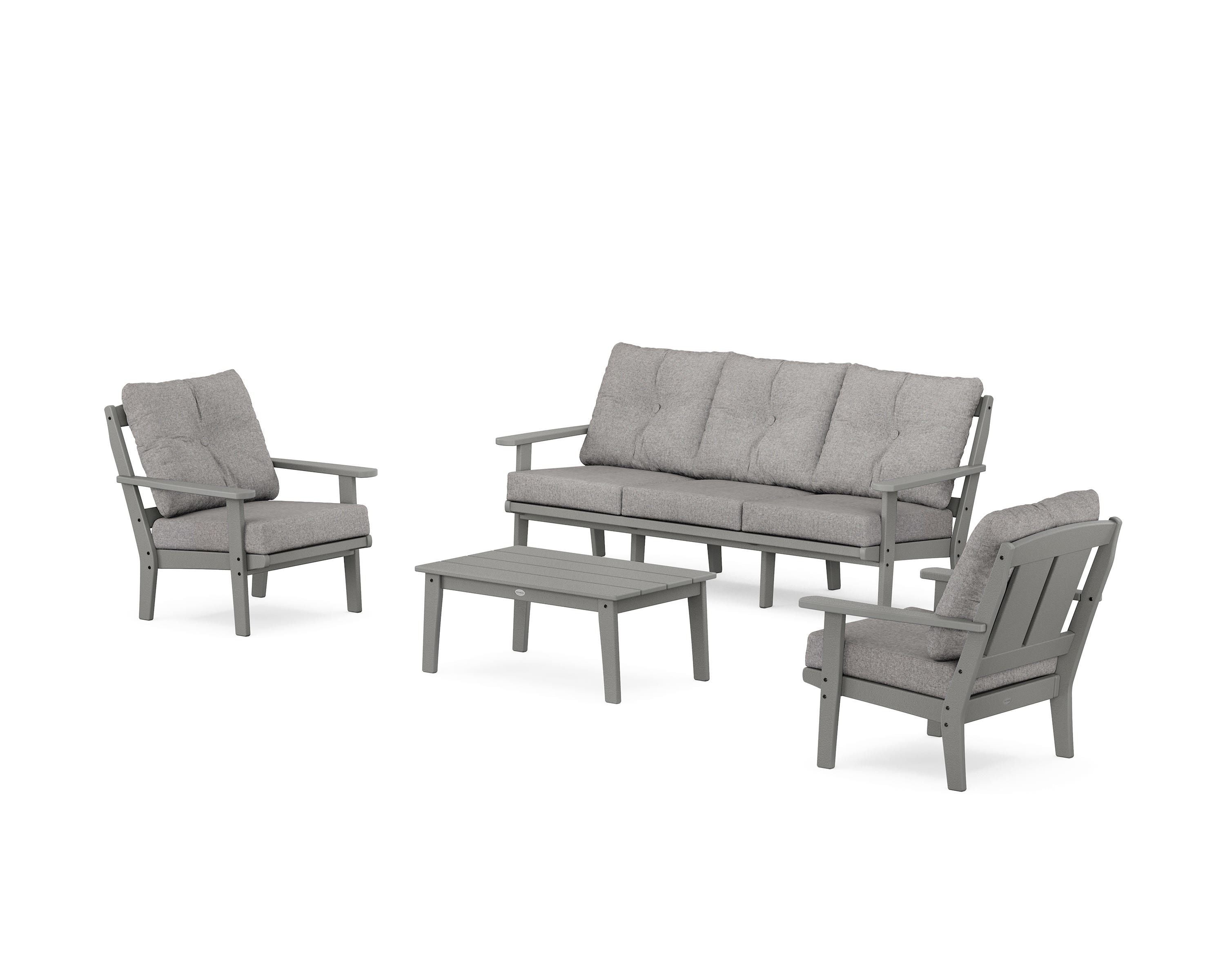 POLYWOOD Mission 4-Piece Deep Seating Set with Sofa in Slate Grey / Grey Mist