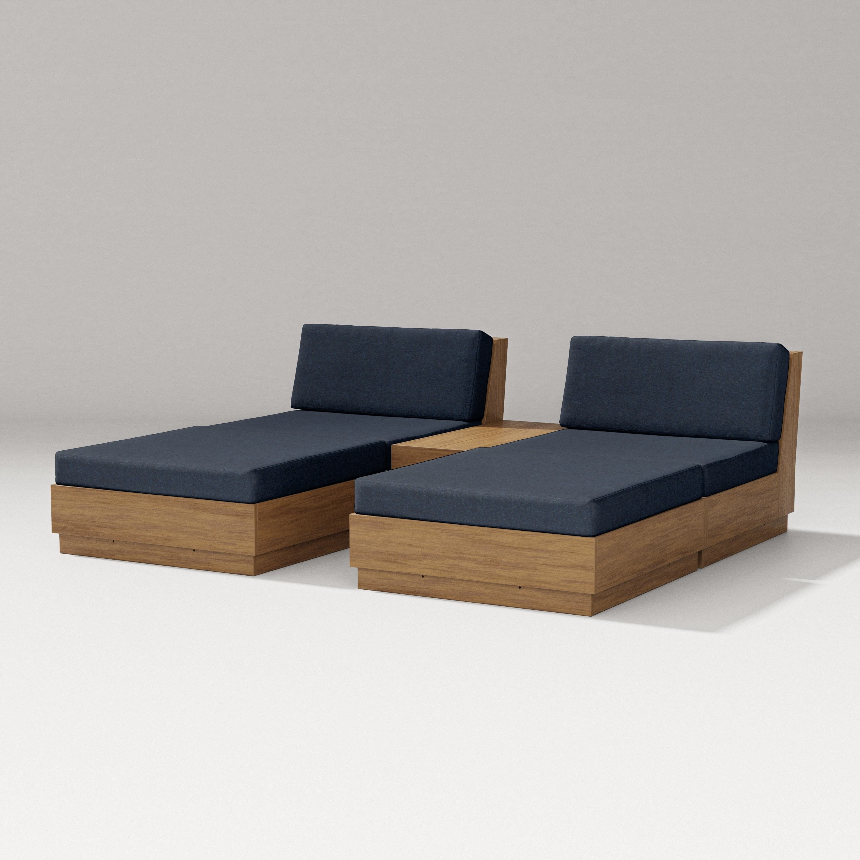 PW Designer Series Elevate Double Chaise Set in Natural / Marine Indigo