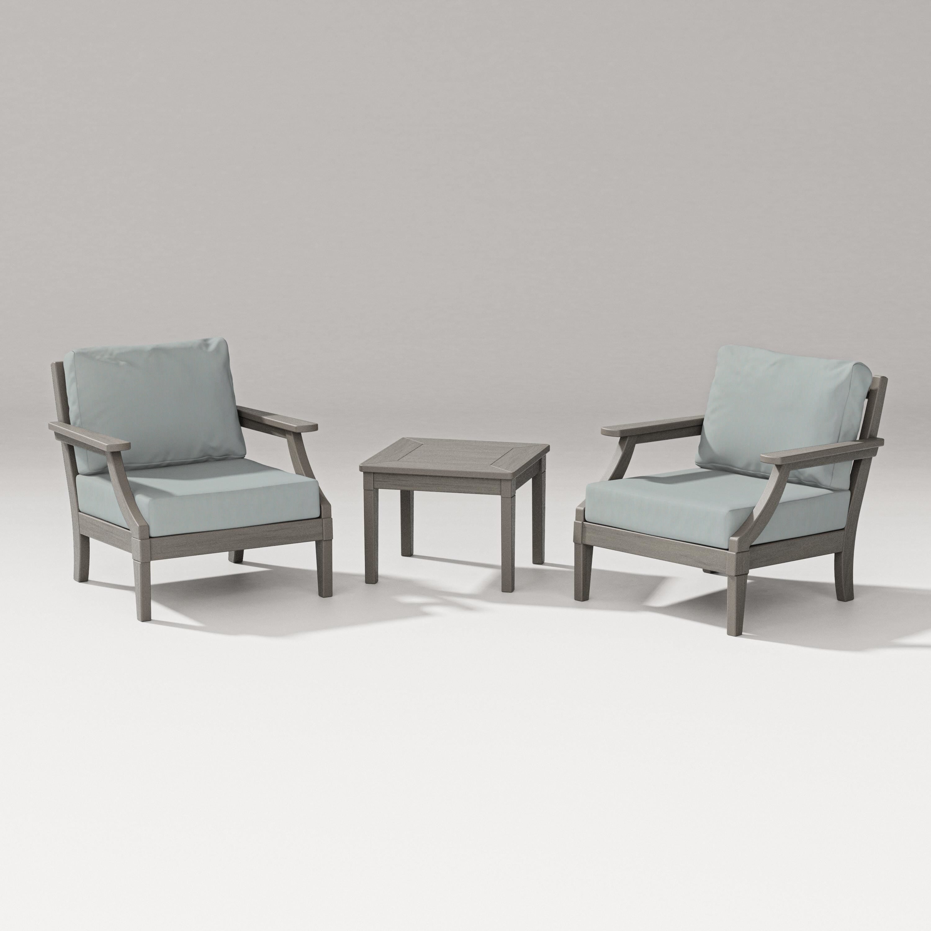 PW Designer Series Estate 3-Piece Lounge Chair Set in Driftwood / Spa