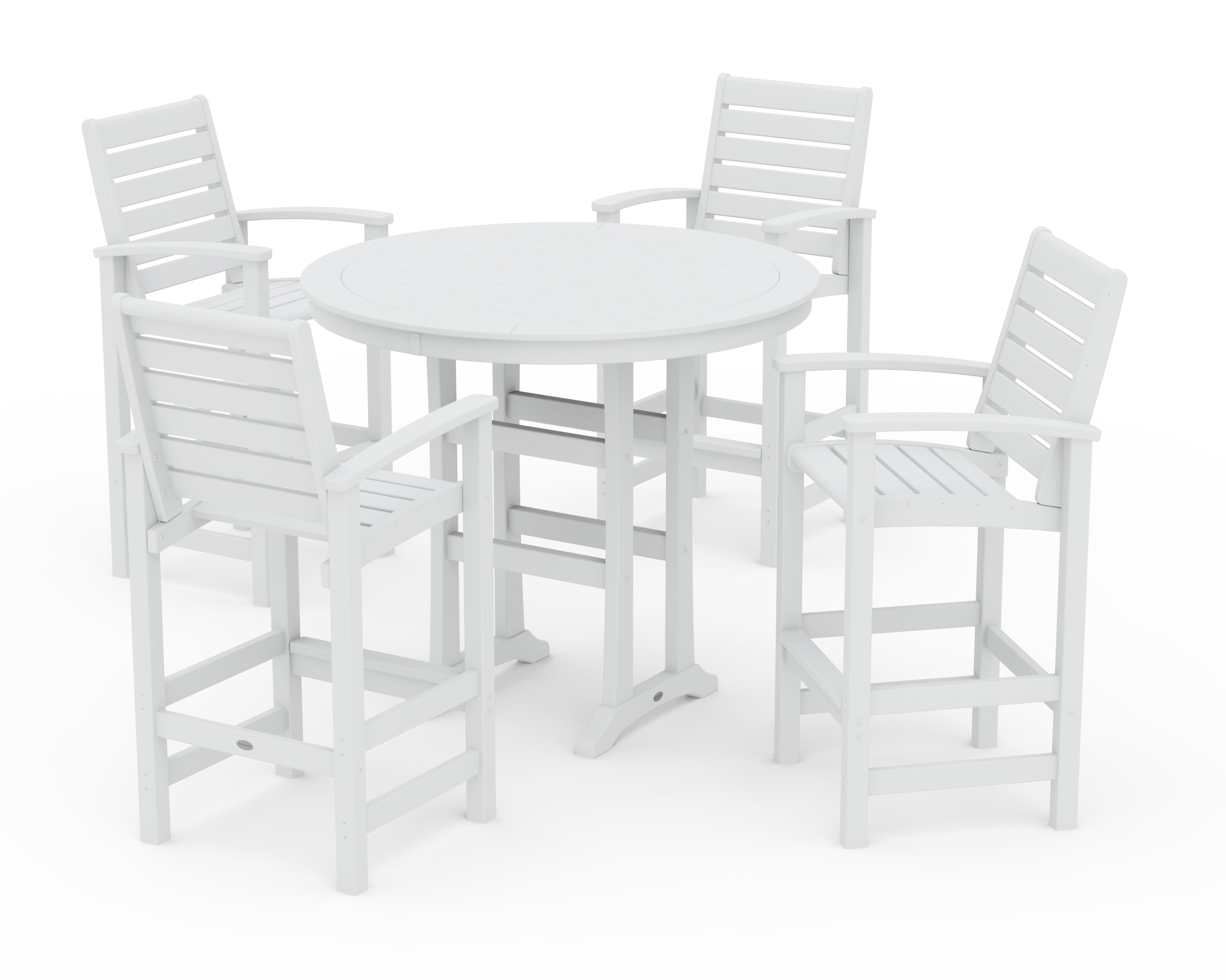POLYWOOD 5 Piece Signature Bar Dining Set in White