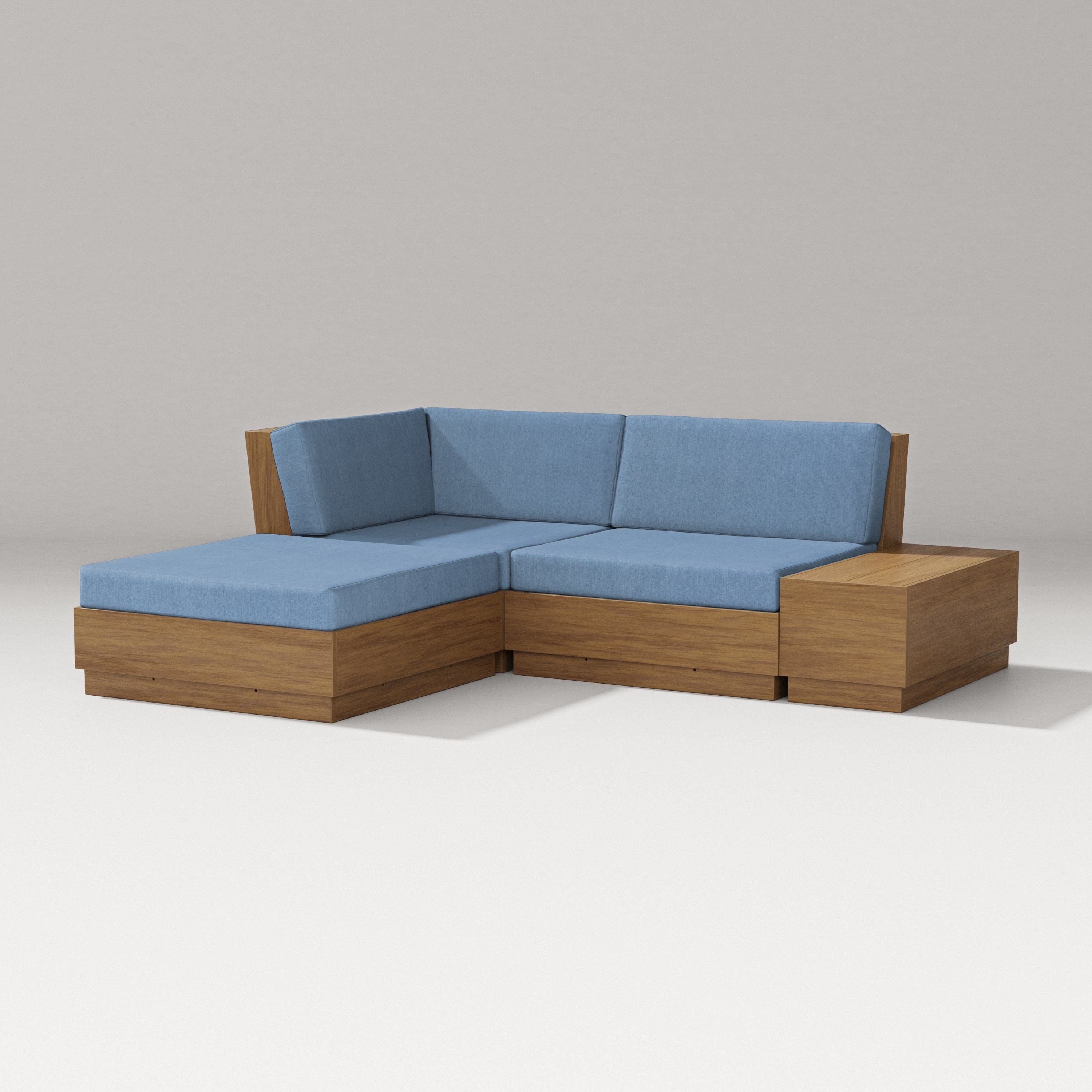 PW Designer Series Elevate Loveseat Sectional with Chaise in Natural / Sky Blue