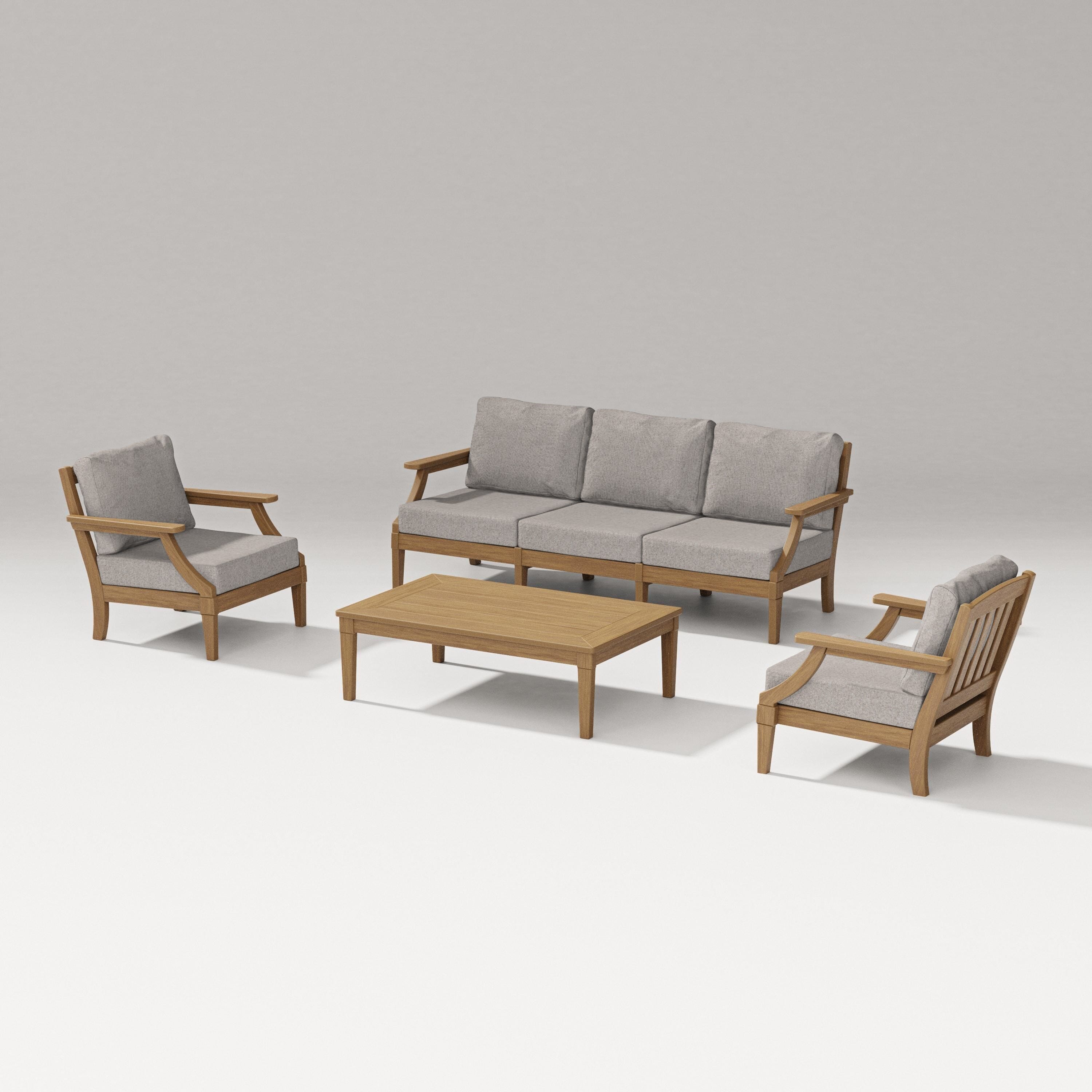 PW Designer Series Estate 4-Piece Lounge Sofa Set in Natural / Weathered Tweed