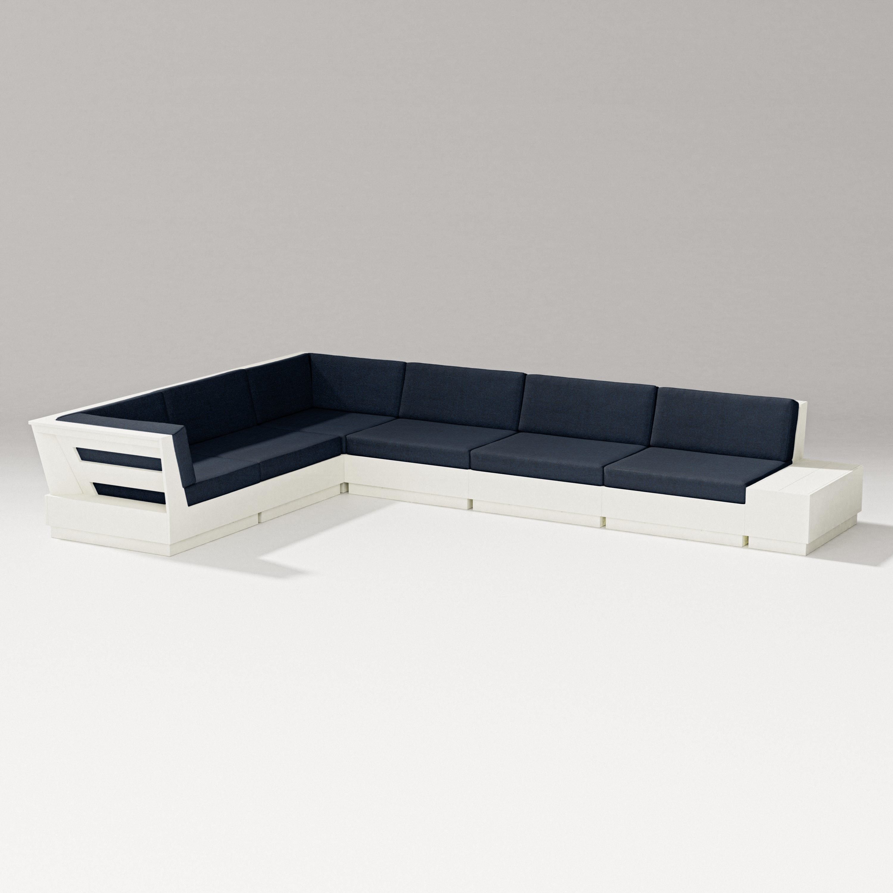 PW Designer Series Elevate 7-Piece Corner Sectional in Vintage White / Marine Indigo