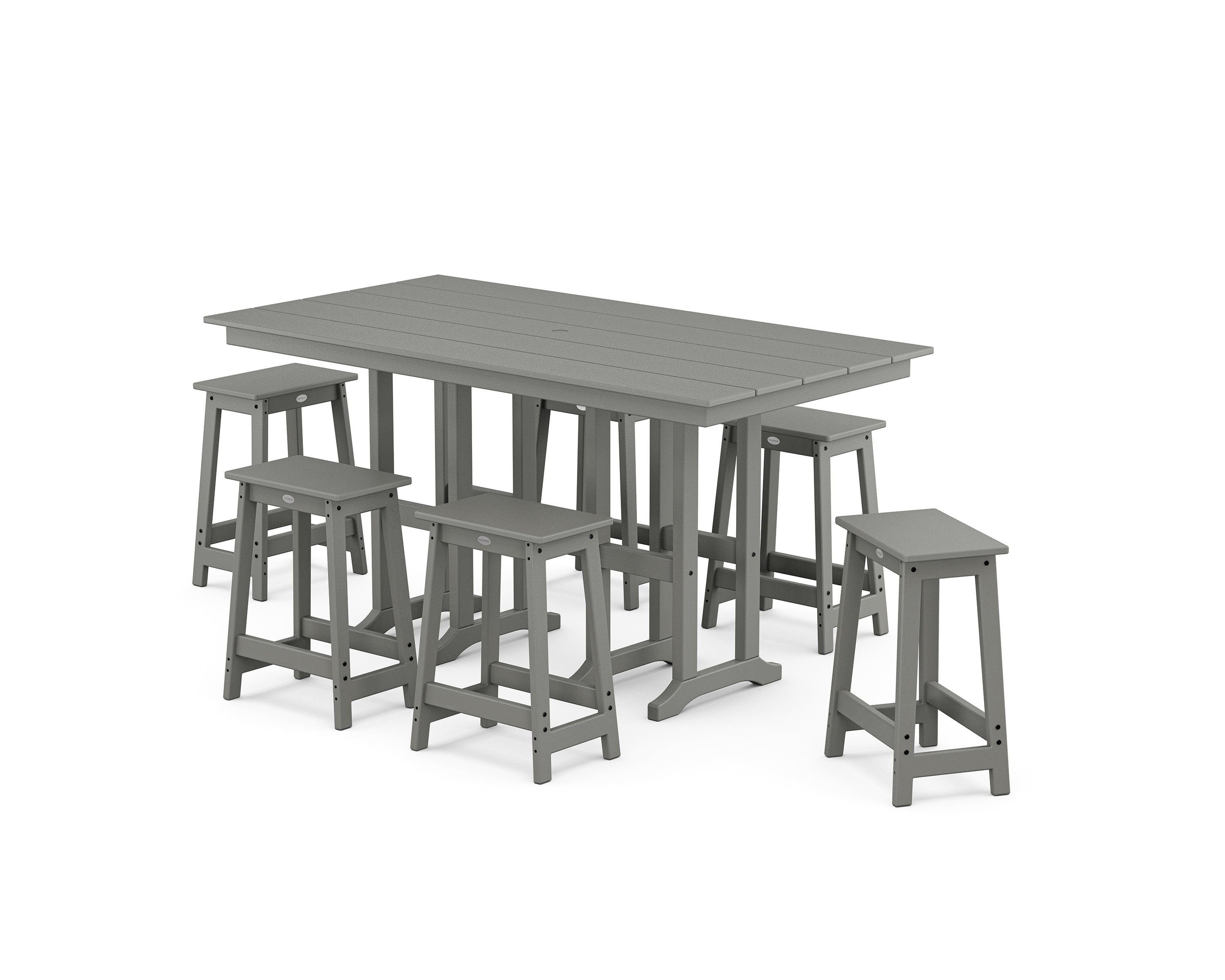 POLYWOOD Modern Studio Counter Stool 7-Piece Set in Slate Grey