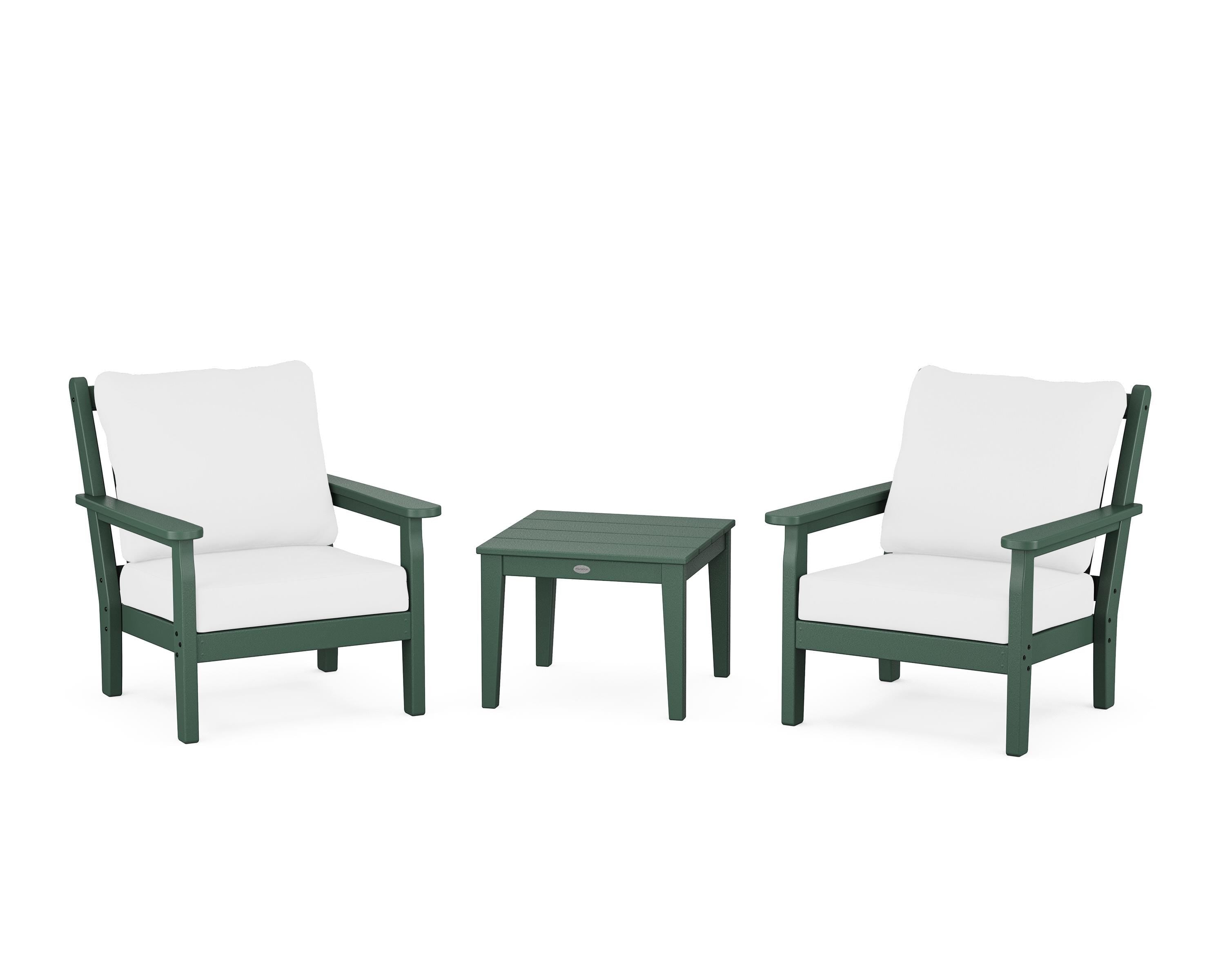 POLYWOOD Chippendale 3-Piece Deep Seating Set in Green / Natural