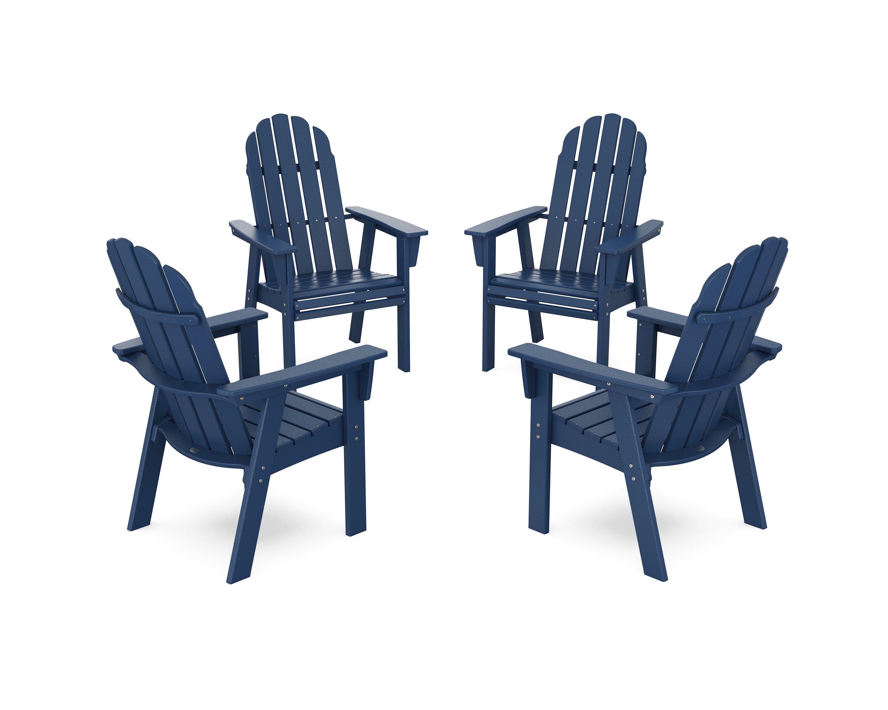 POLYWOOD Vineyard 4-Piece Curveback Upright Adirondack Conversation Set in Navy