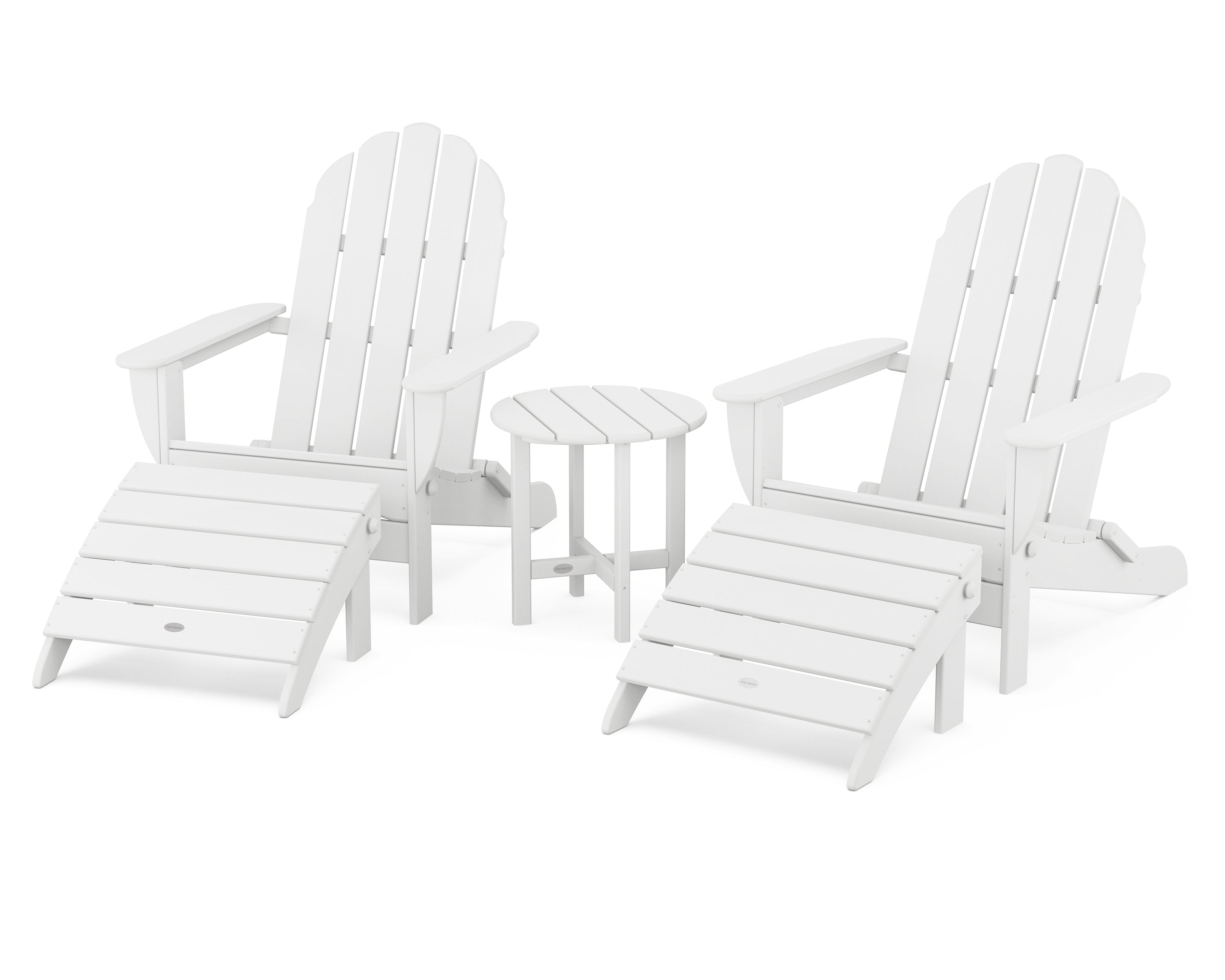 POLYWOOD Classic Oversized Adirondack 5-Piece Casual Set in White