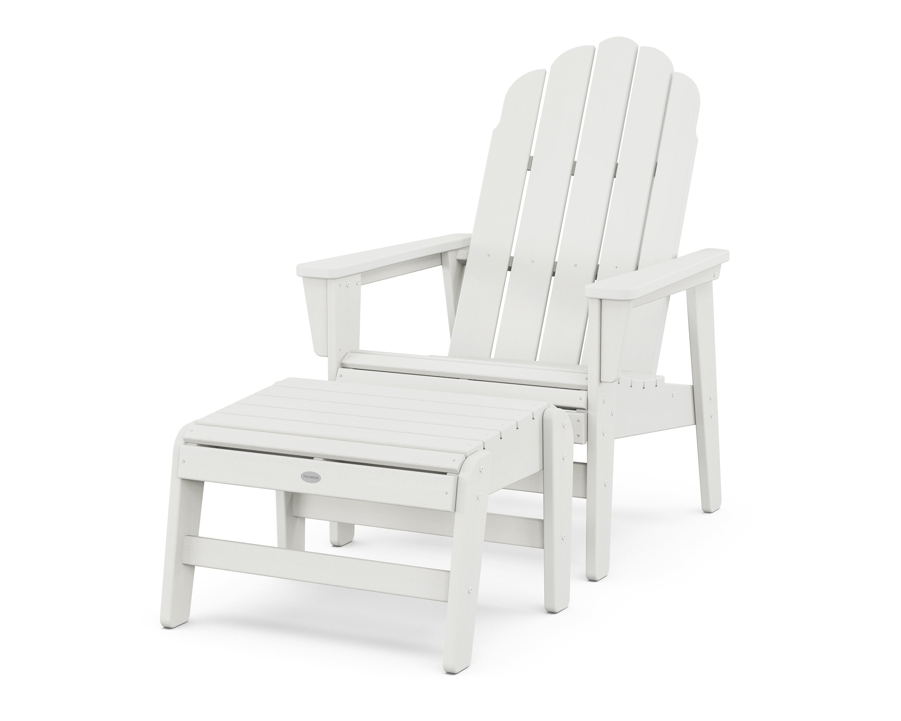 POLYWOOD Vineyard Grand Upright Adirondack Chair with Ottoman in Vintage White