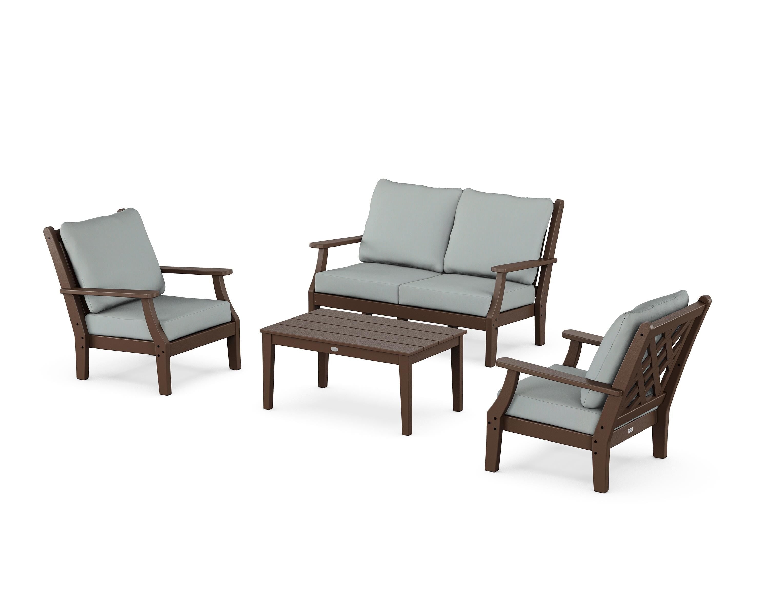 Country Living Wovendale 4-Piece Deep Seating Set with Loveseat in Mahogany / Spa