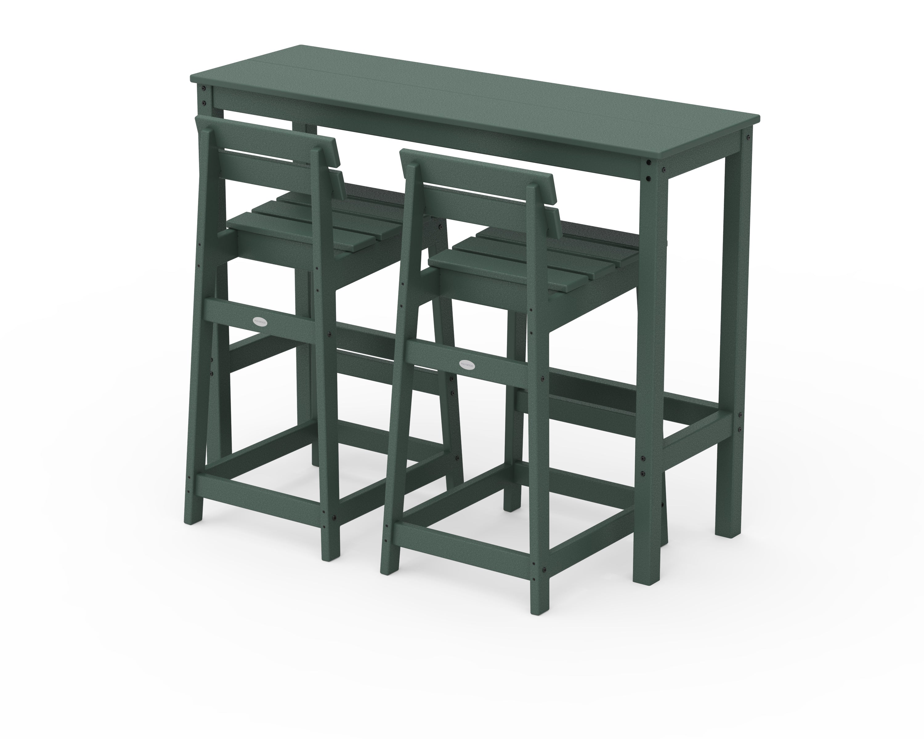 POLYWOOD Modern Studio Plaza Lowback Bar Chair 3-Piece Balcony Set in Green