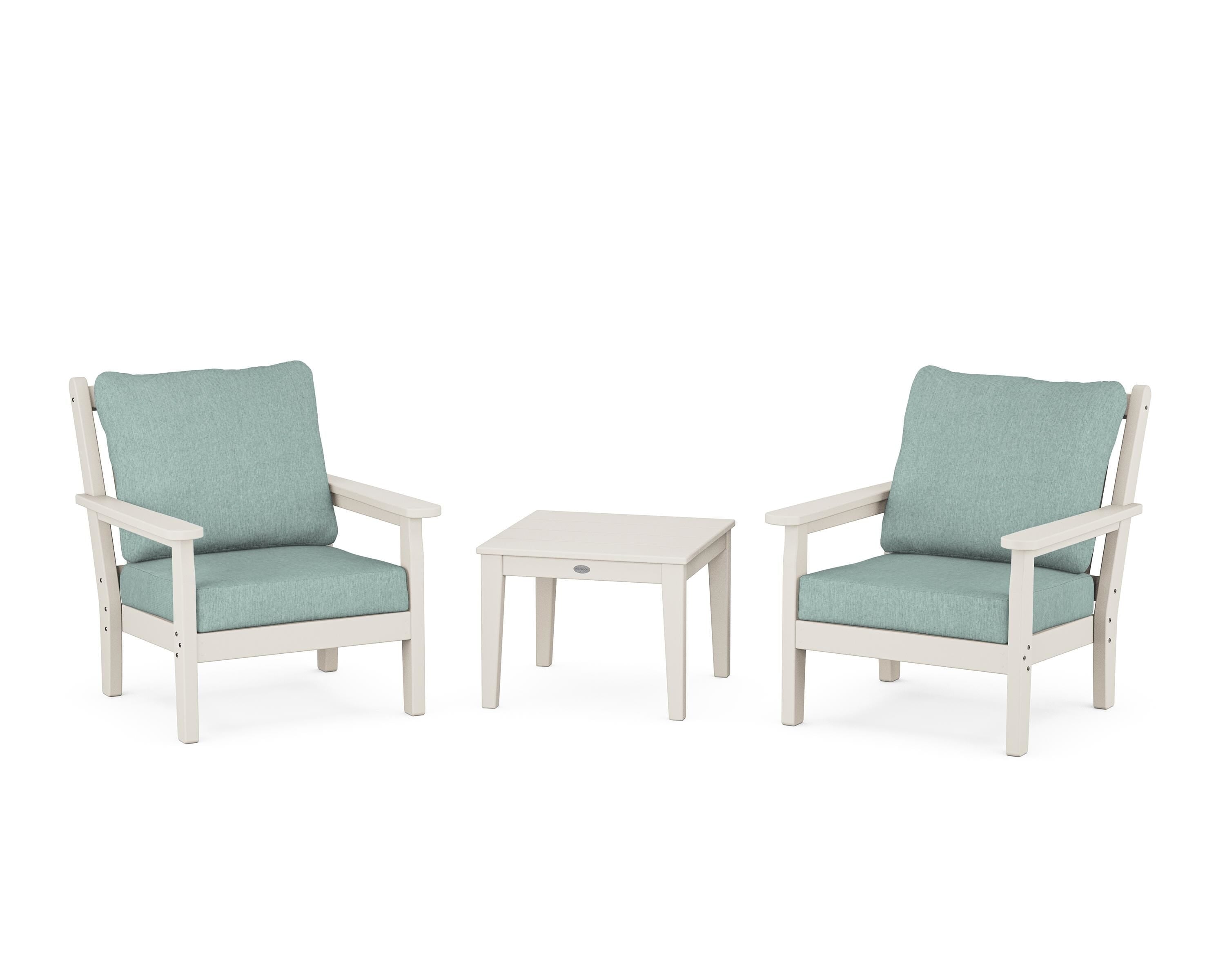 POLYWOOD Chippendale 3-Piece Deep Seating Set in Sand / Glacier Spa