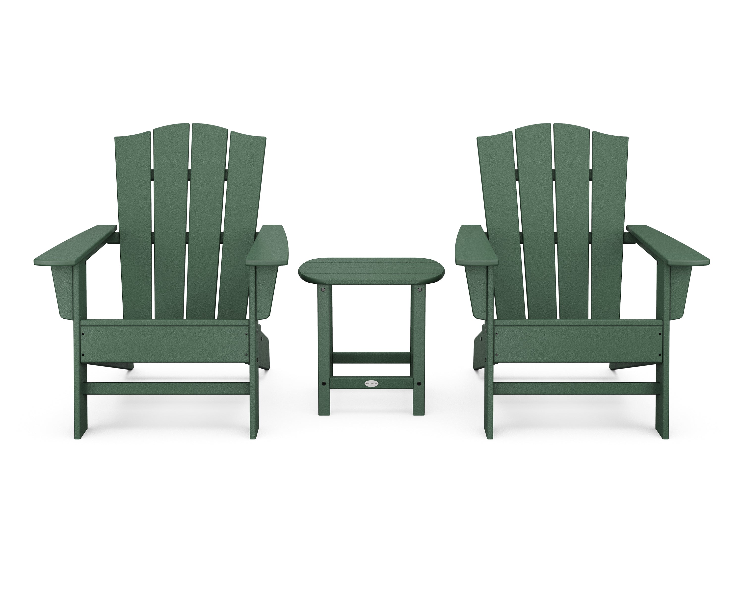 POLYWOOD Wave 3-Piece Adirondack Chair Set with The Crest Chairs in Green