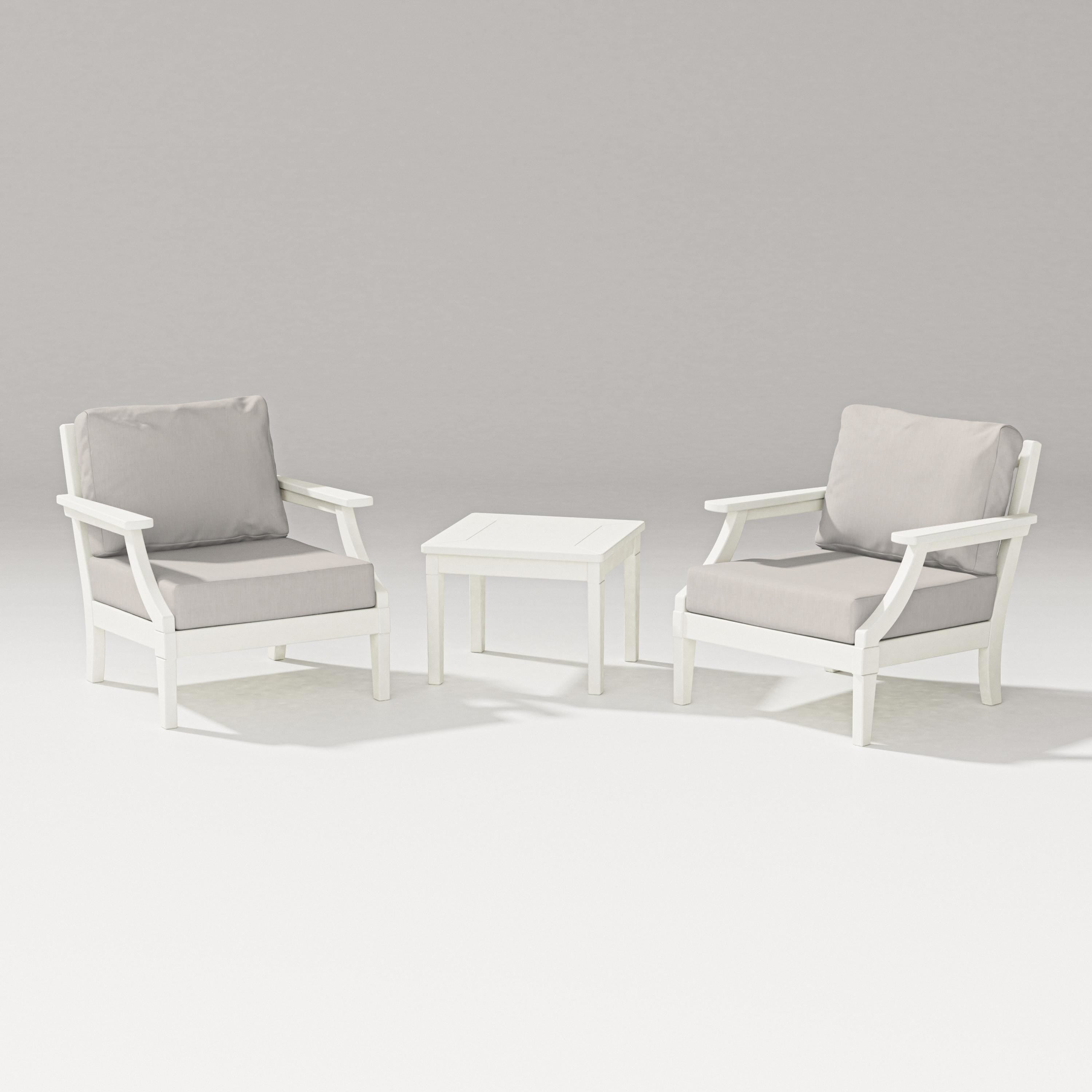 PW Designer Series Estate 3-Piece Lounge Chair Set in Vintage White / Cast Ash