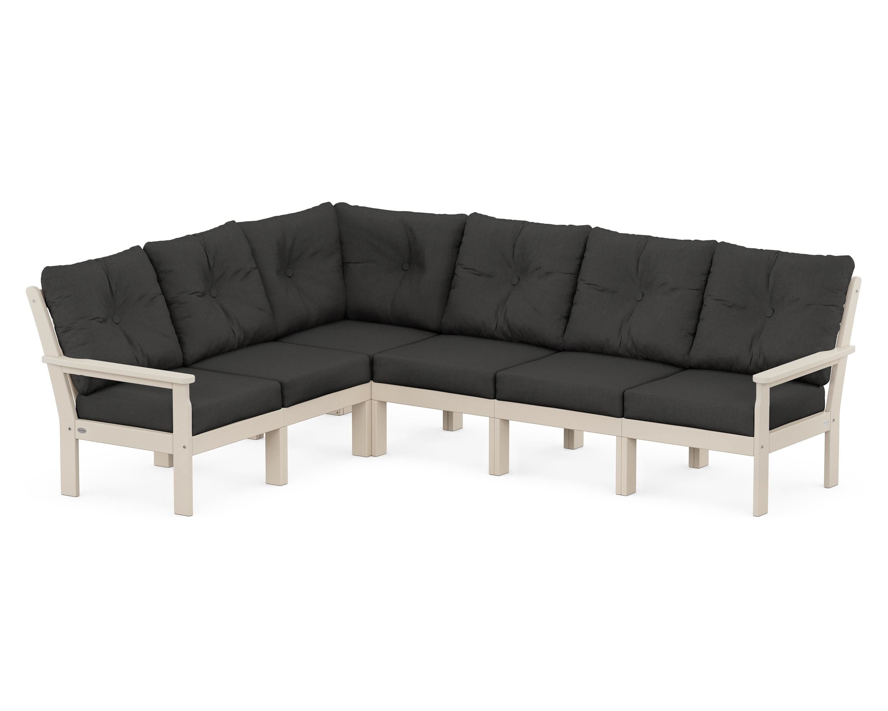 POLYWOOD Vineyard 6-Piece Sectional in Sand / Spectrum Carbon