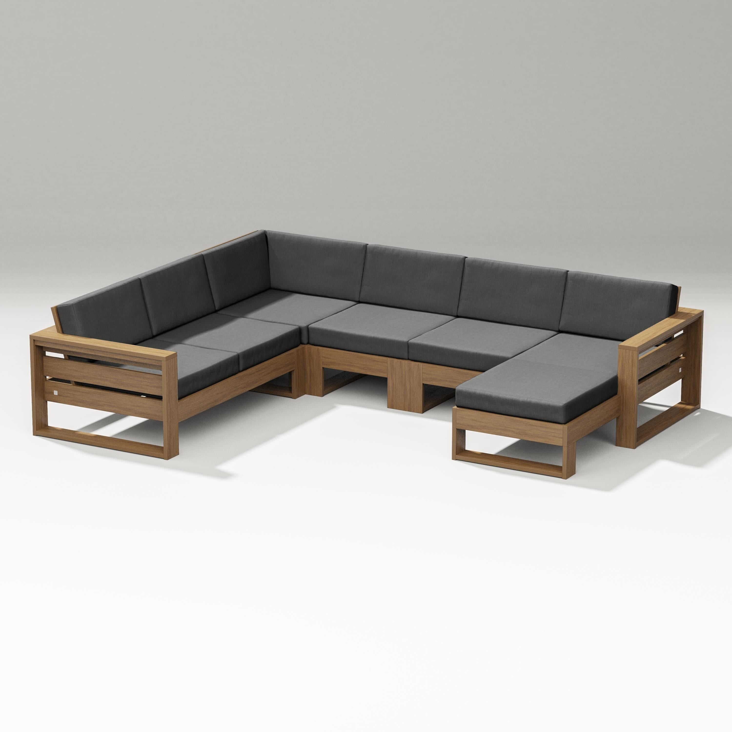 PW Designer Series Latitude Corner Sectional with Right Chaise in Natural / Spectrum Carbon