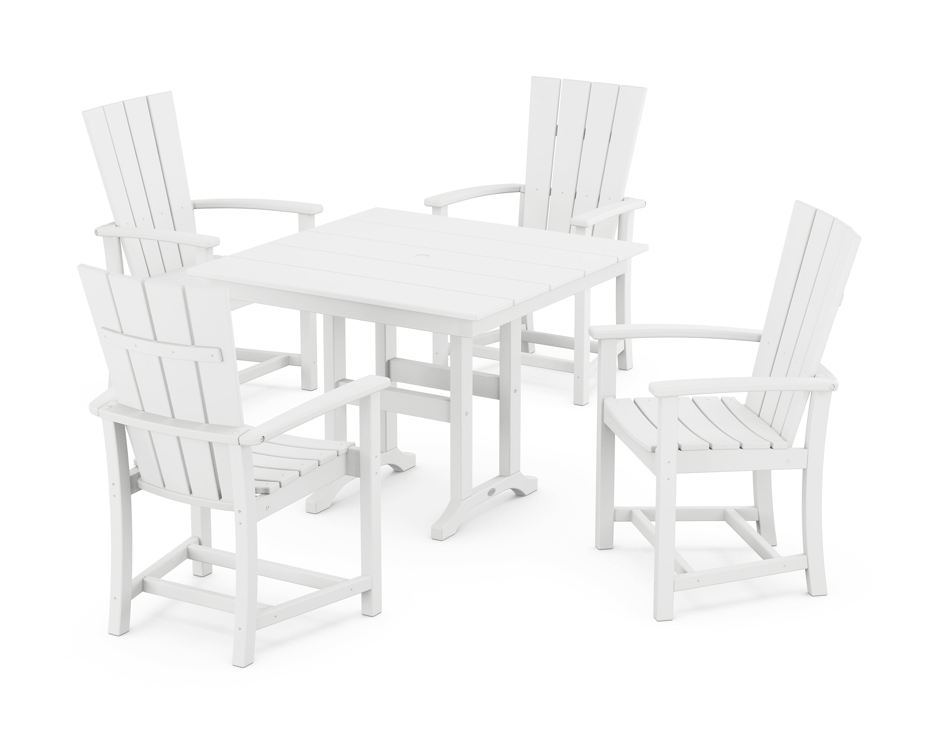 POLYWOOD® Quattro 5-Piece Farmhouse Dining Set in White
