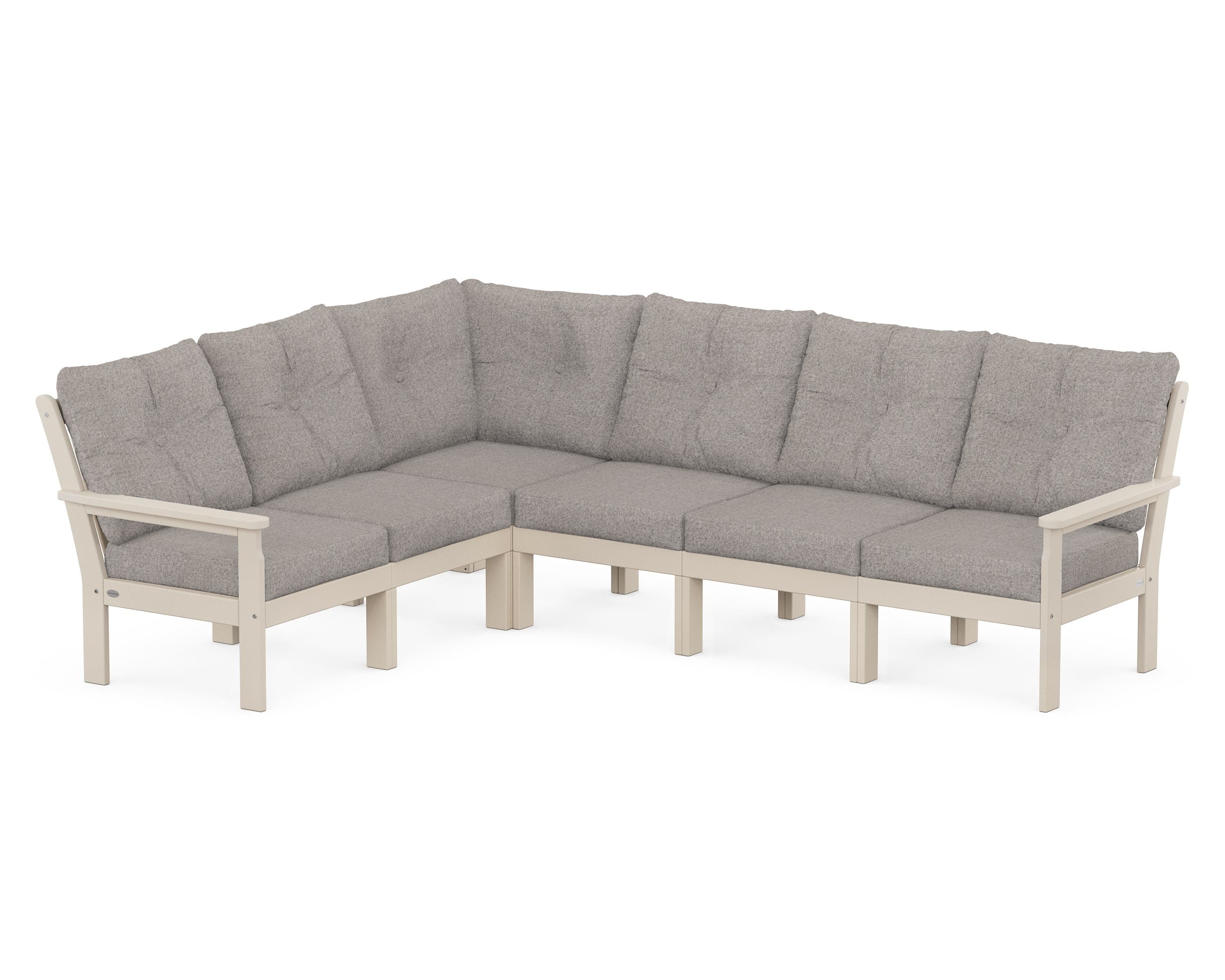 POLYWOOD Vineyard 6-Piece Sectional in Sand / Weathered Tweed