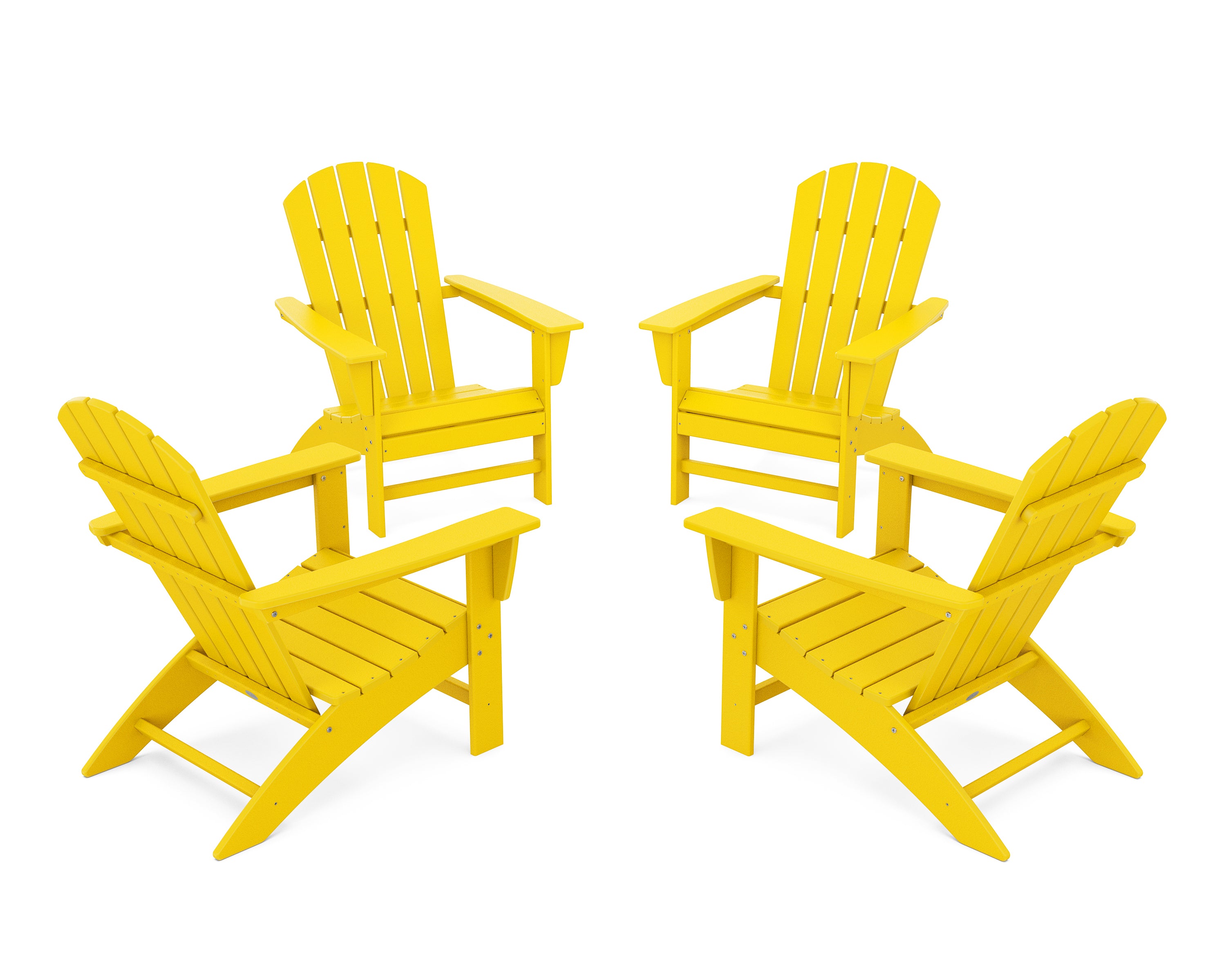 POLYWOOD Nautical 4-Piece Adirondack Conversation Set in Lemon