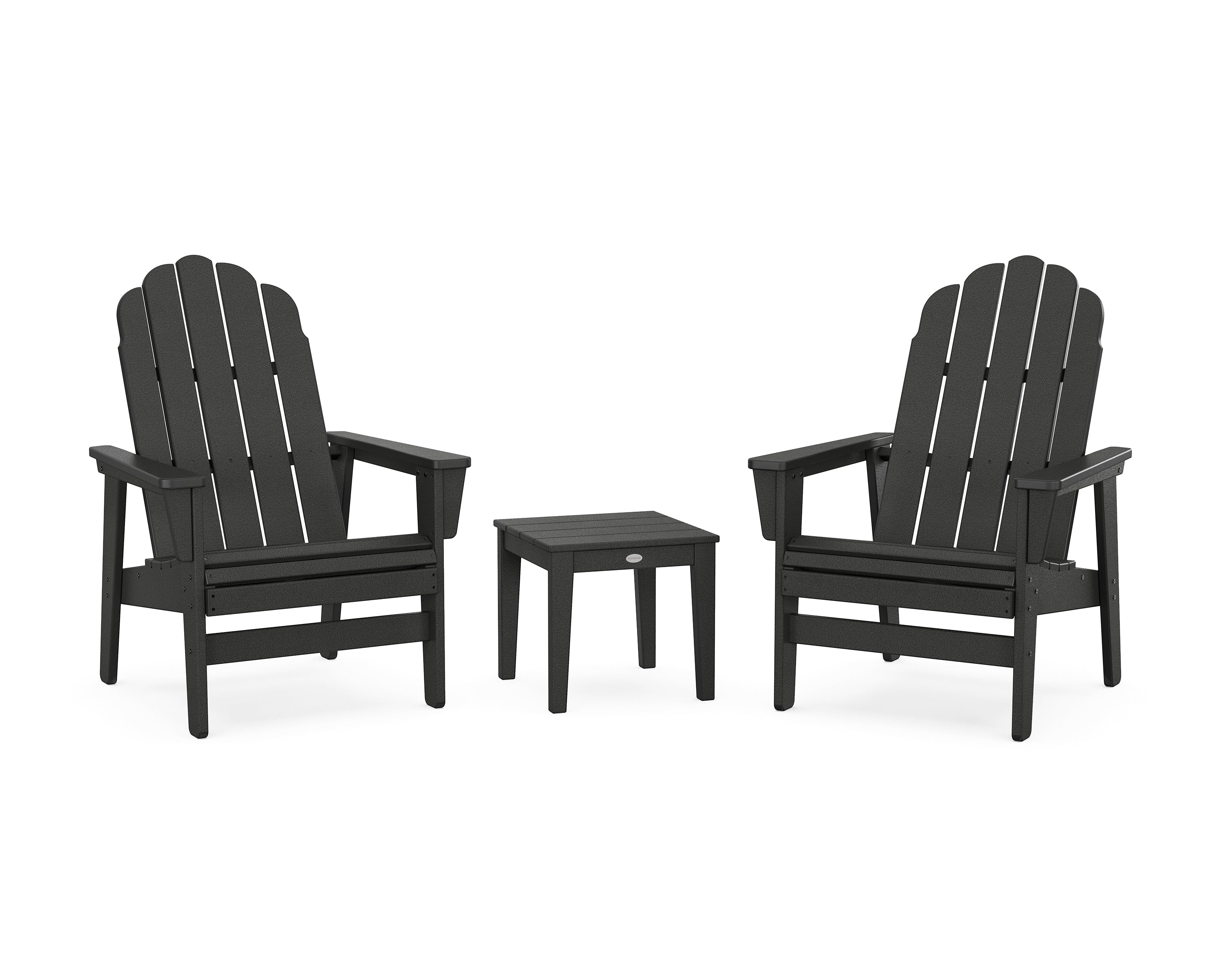 POLYWOOD 3-Piece Vineyard Grand Upright Adirondack Set in Black