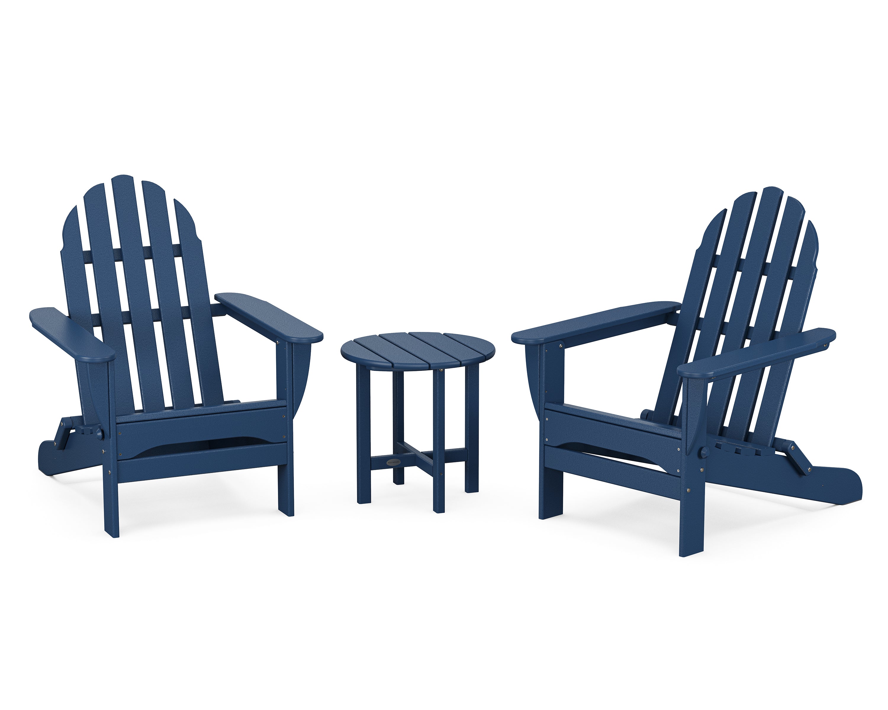 POLYWOOD Classic Folding Adirondack 3-Piece Set in Navy
