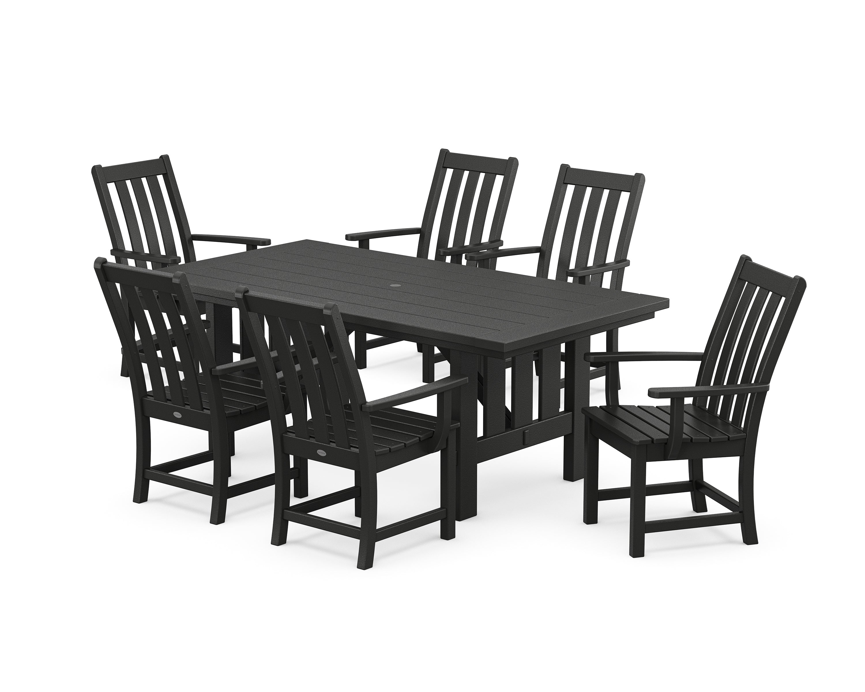 POLYWOOD Vineyard Arm Chair 7-Piece Mission Dining Set in Black