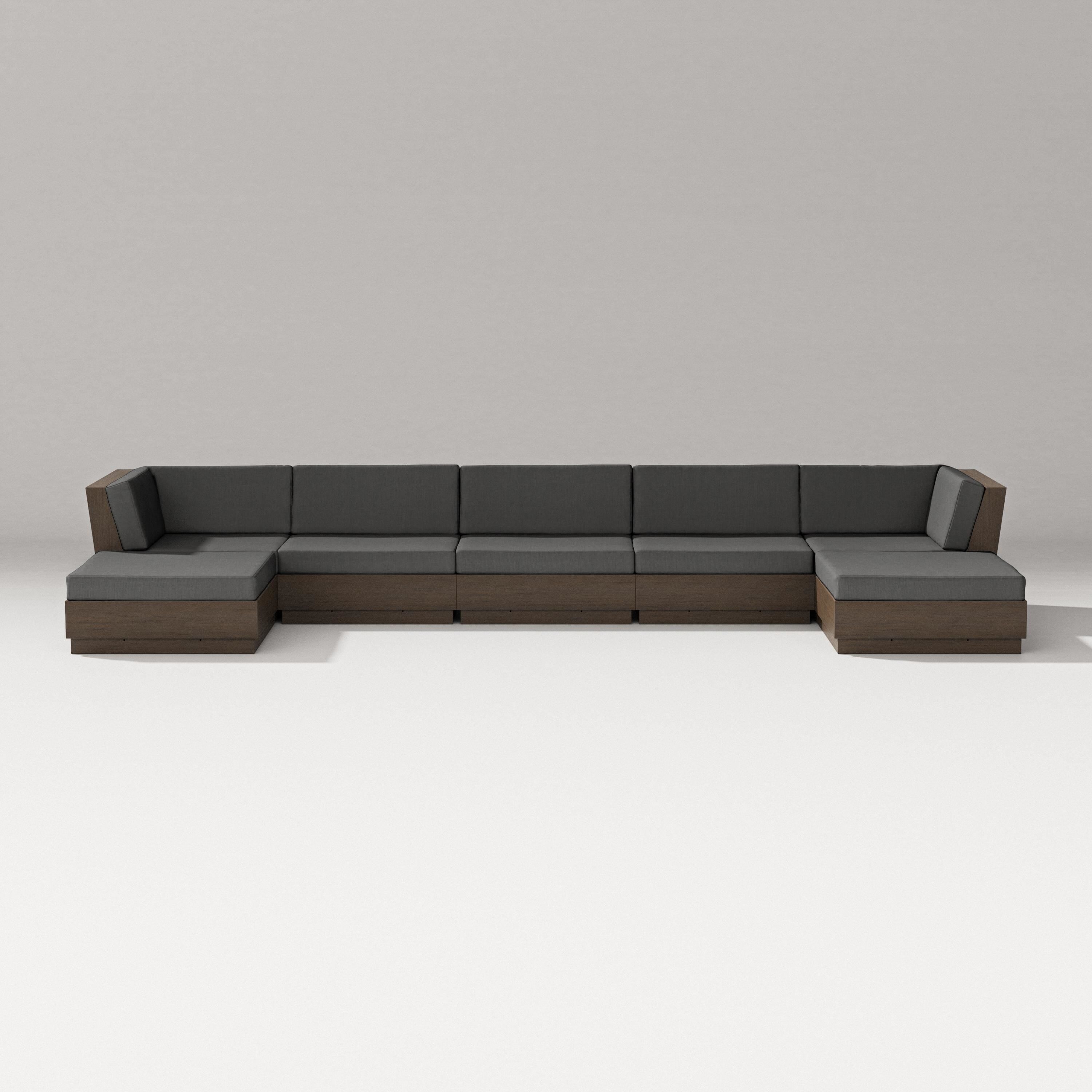 PW Designer Series Elevate 7-Piece Double Chaise Sectional in Kona / Spectrum Carbon
