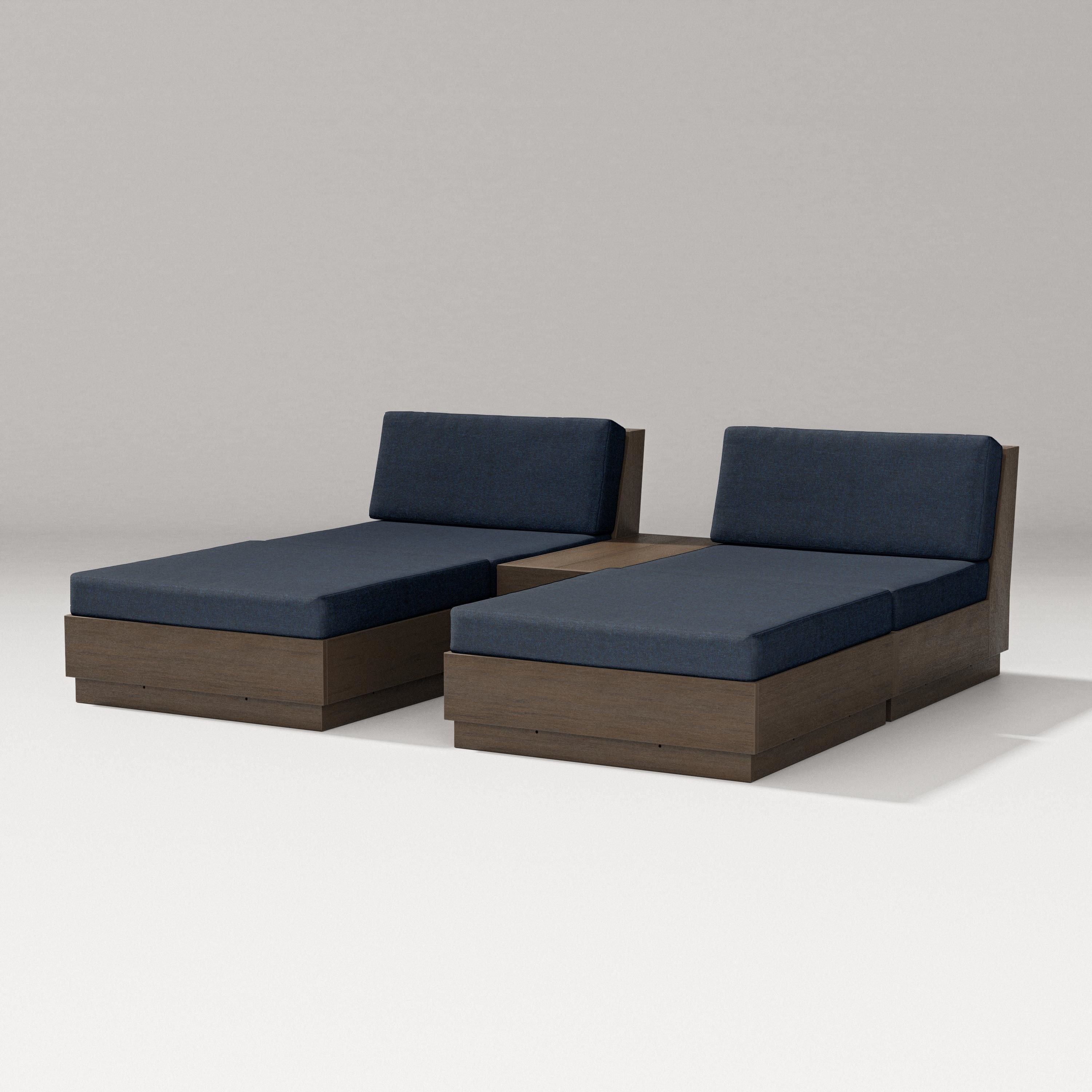 PW Designer Series Elevate Double Chaise Set in Kona / Marine Indigo