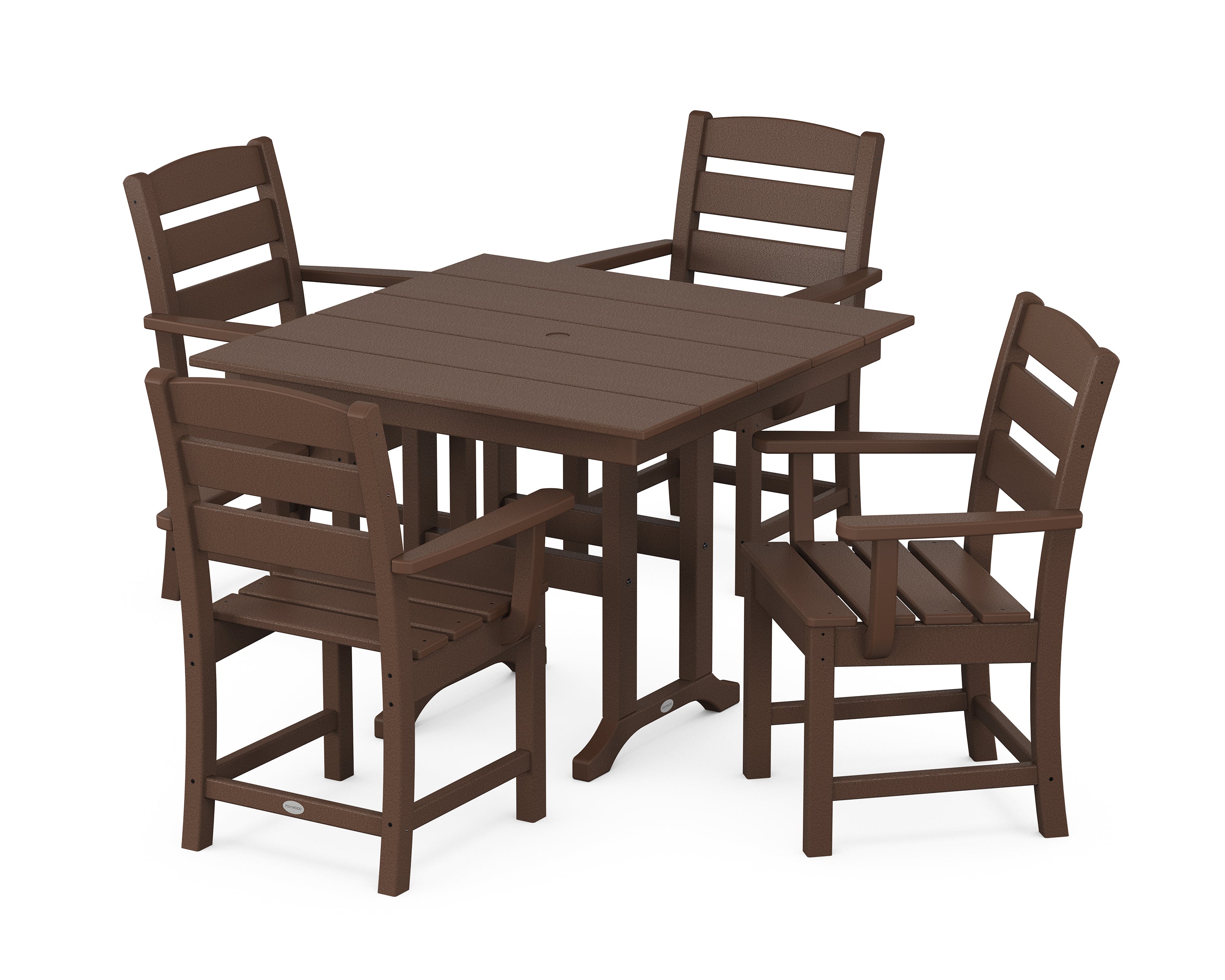 POLYWOOD Lakeside 5-Piece Farmhouse Dining Set in Mahogany