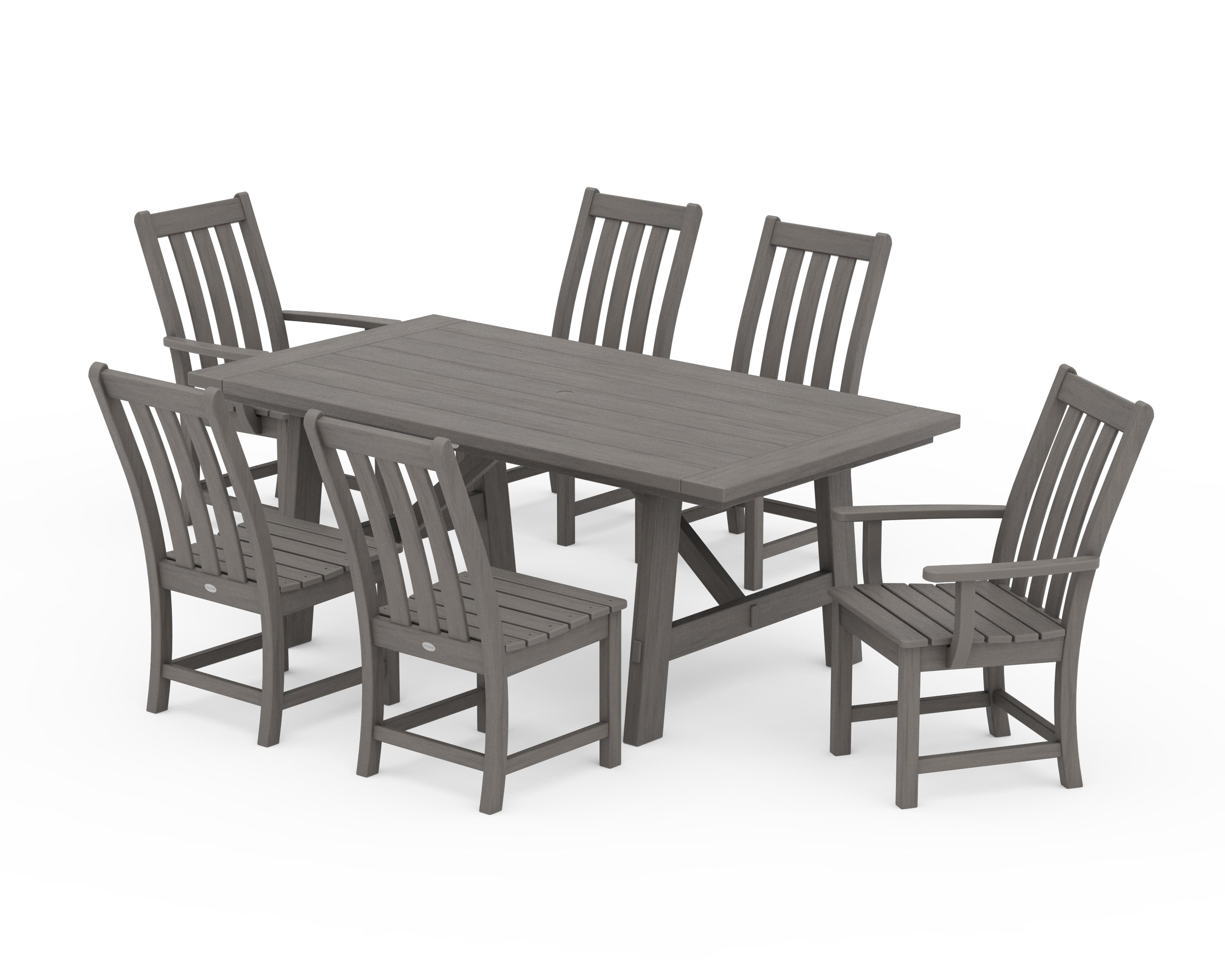 POLYWOOD Vineyard 7-Piece Rustic Farmhouse Dining Set in Driftwood