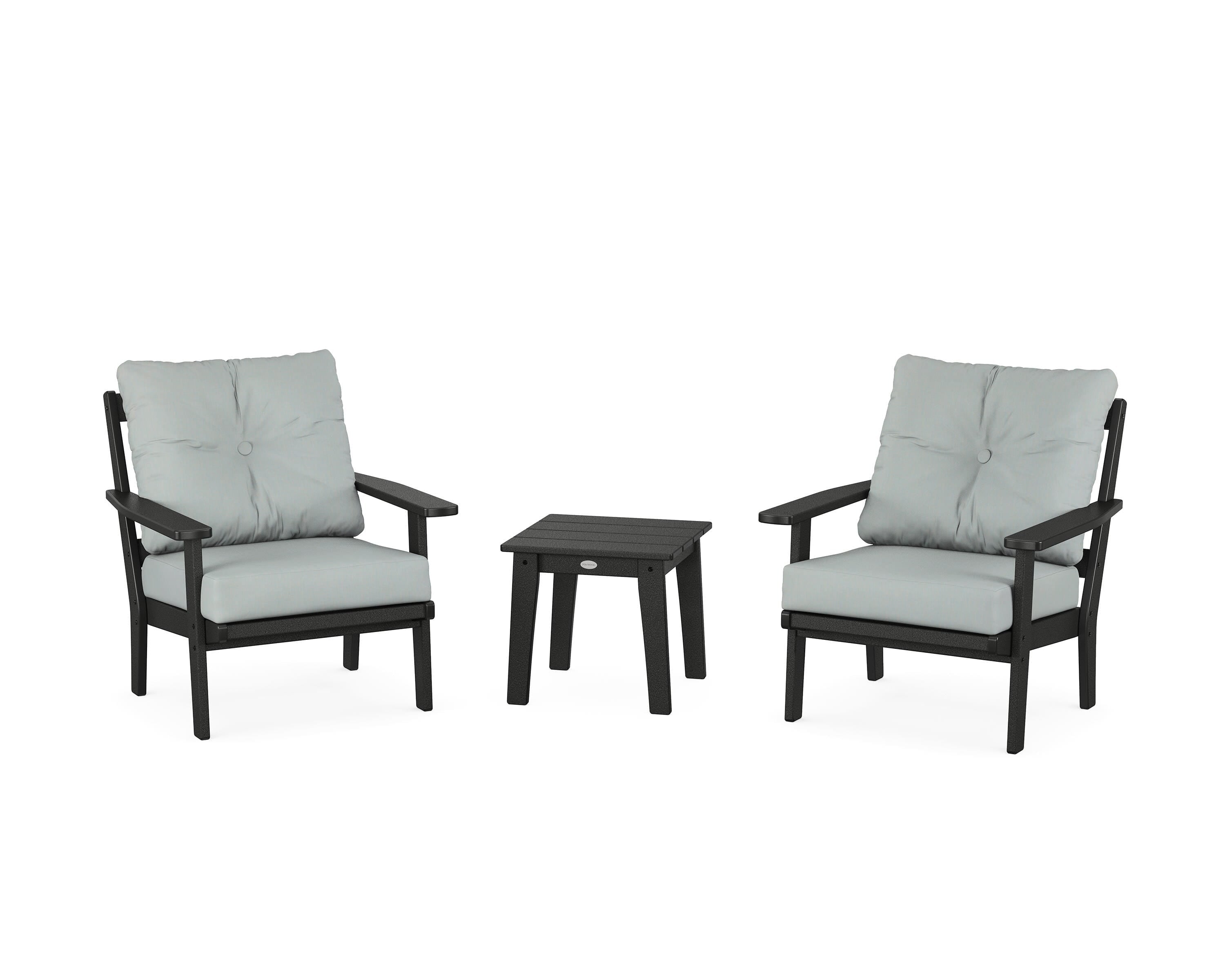 POLYWOOD Prairie 3-Piece Deep Seating Set in Black / Spa
