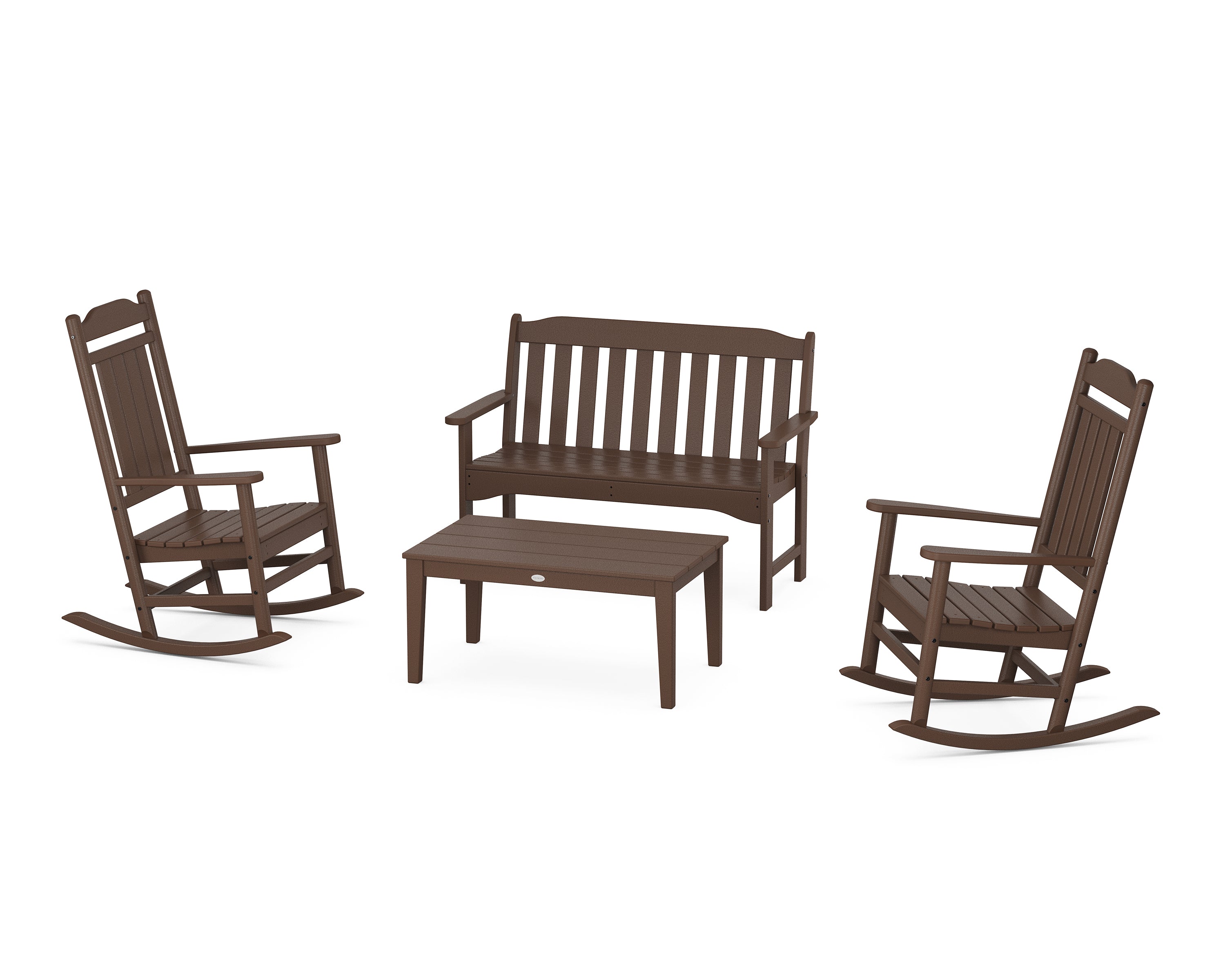 POLYWOOD Country Living Legacy Rocking Chair 4-Piece Porch Set in Mahogany