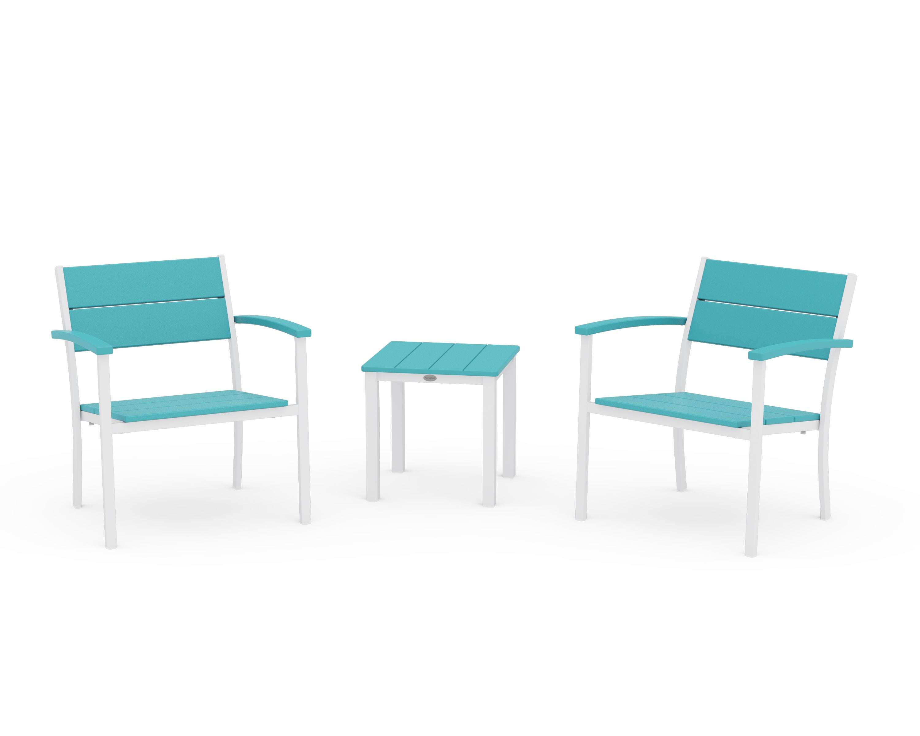 POLYWOOD Main Street 3-Piece Lounge Chair Set in White / Aruba