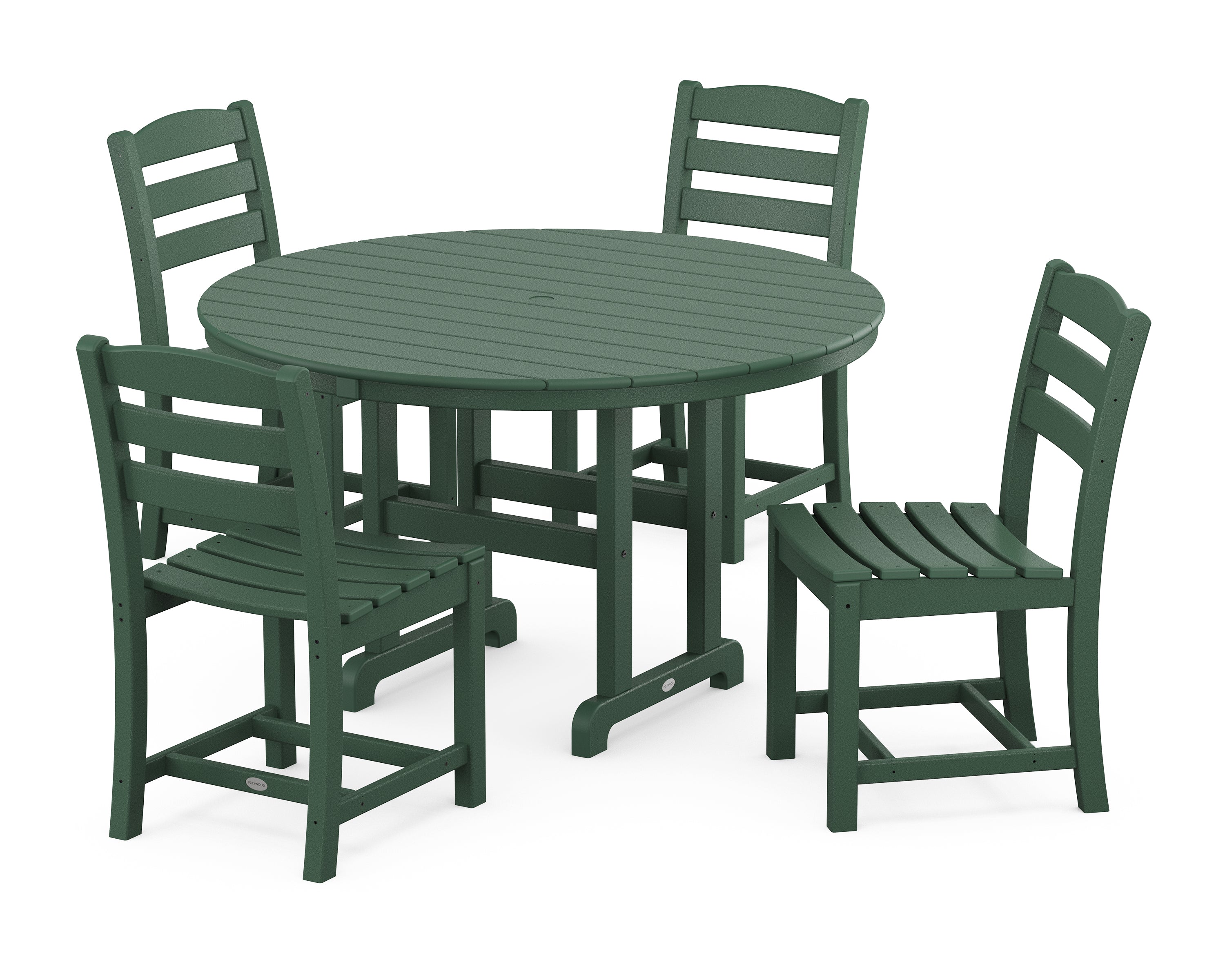 POLYWOOD® La Casa Café Side Chair 5-Piece Round Farmhouse Dining Set in Green