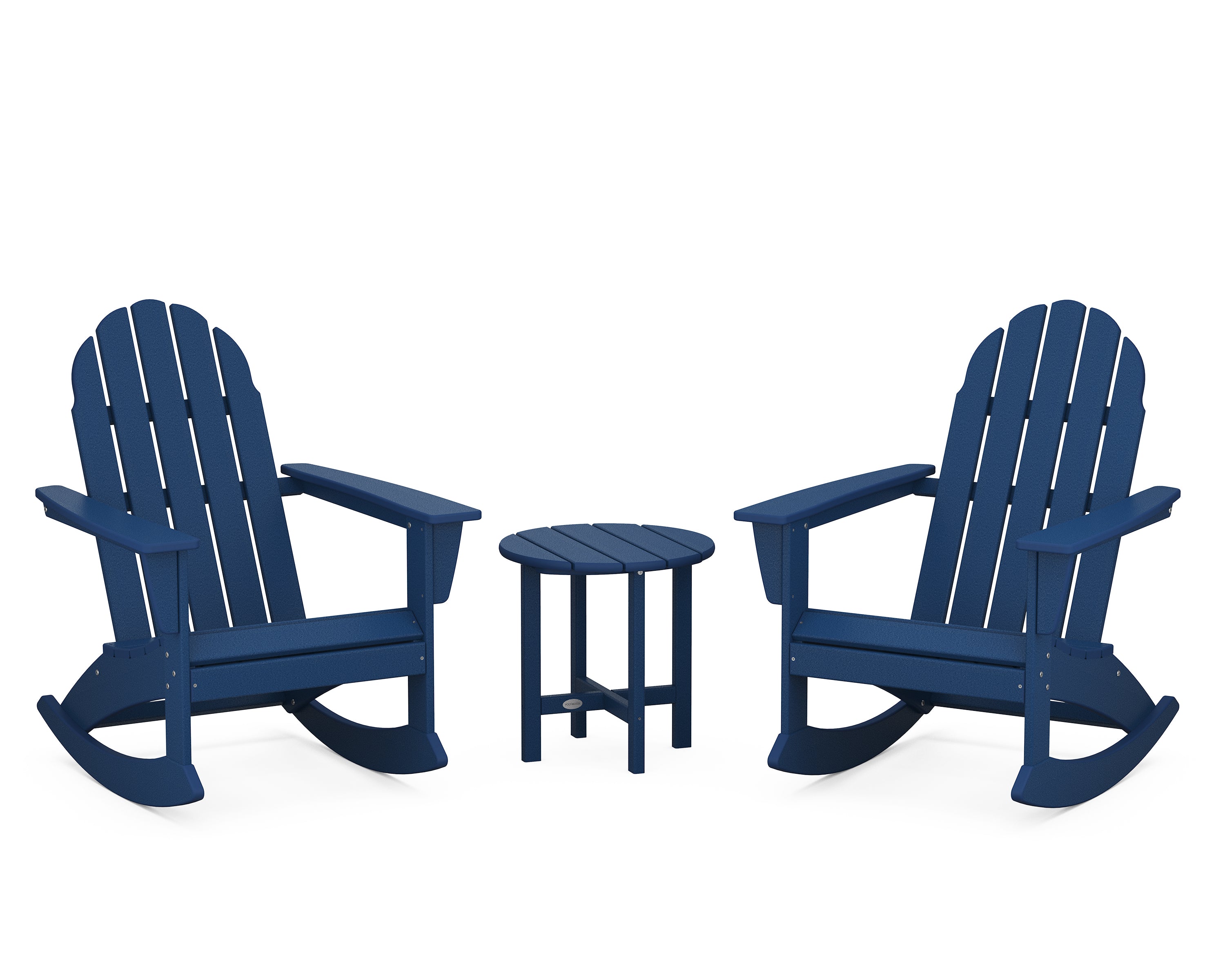 POLYWOOD Vineyard 3-Piece Adirondack Rocking Chair Set in Navy
