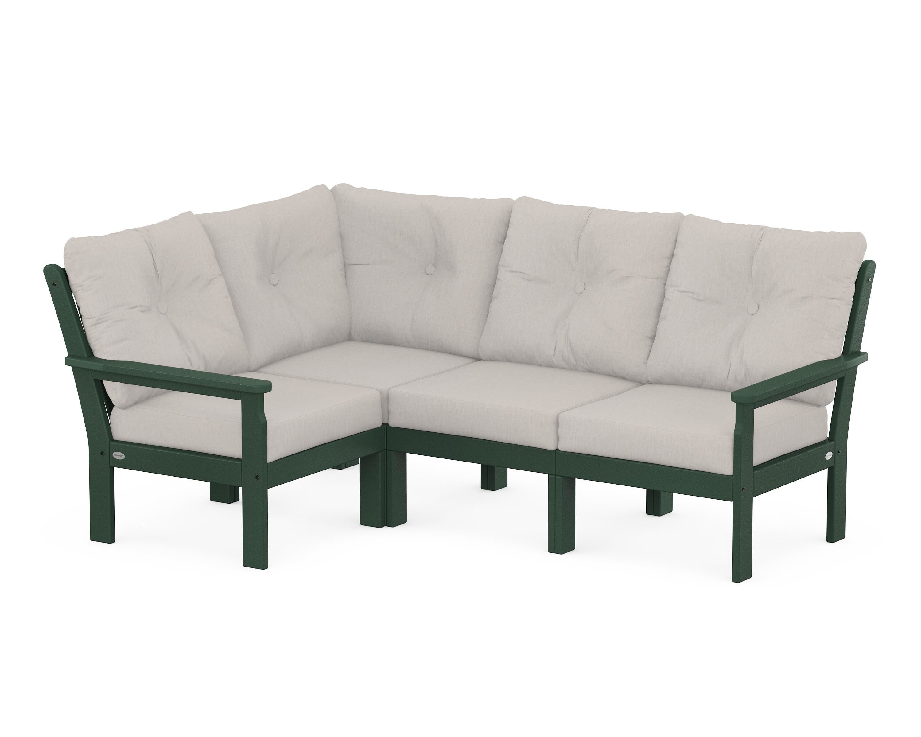 POLYWOOD Vineyard 4-Piece Sectional in Green / Cast Ash