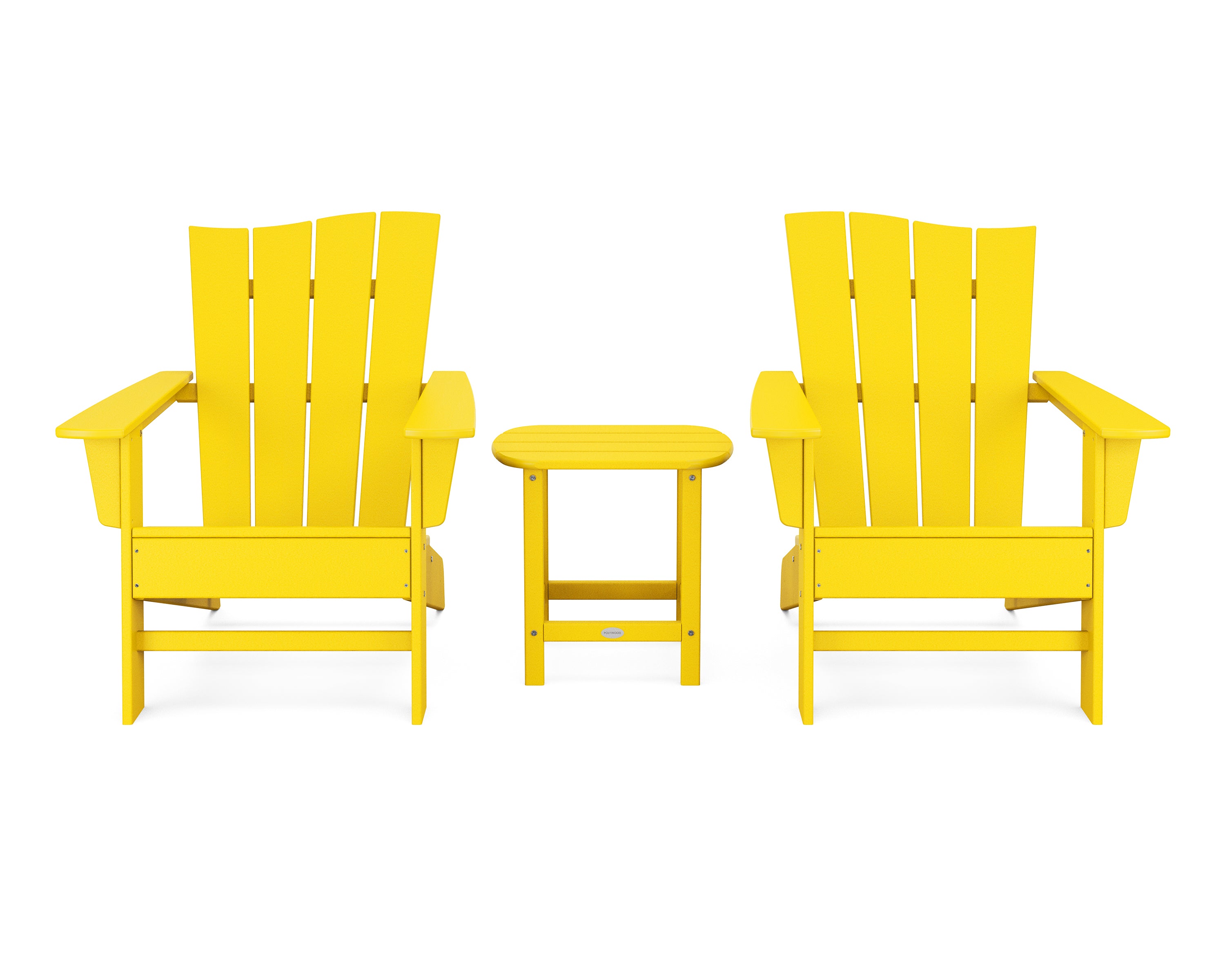 POLYWOOD Wave 3-Piece Adirondack Chair Set in Lemon