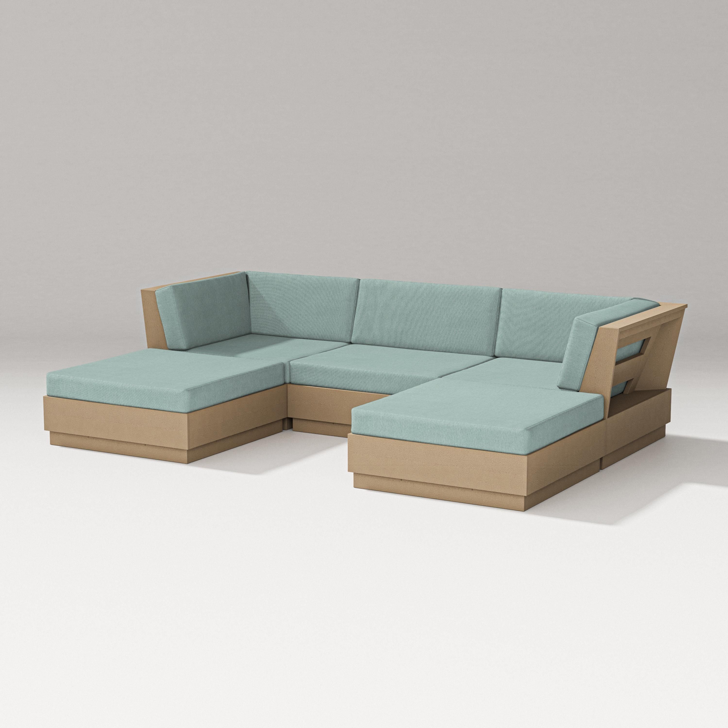 PW Designer Series Elevate Double Chaise Sectional in Vintage Sahara / Glacier Spa